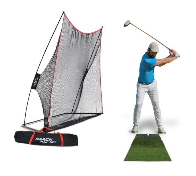 Rukket Haack Golf Net with Tri Turf Mat - Portable Golf Practice Net for Indoor & Outdoor Use - Perfect for Driving Range, Backyard, and Training Sessions