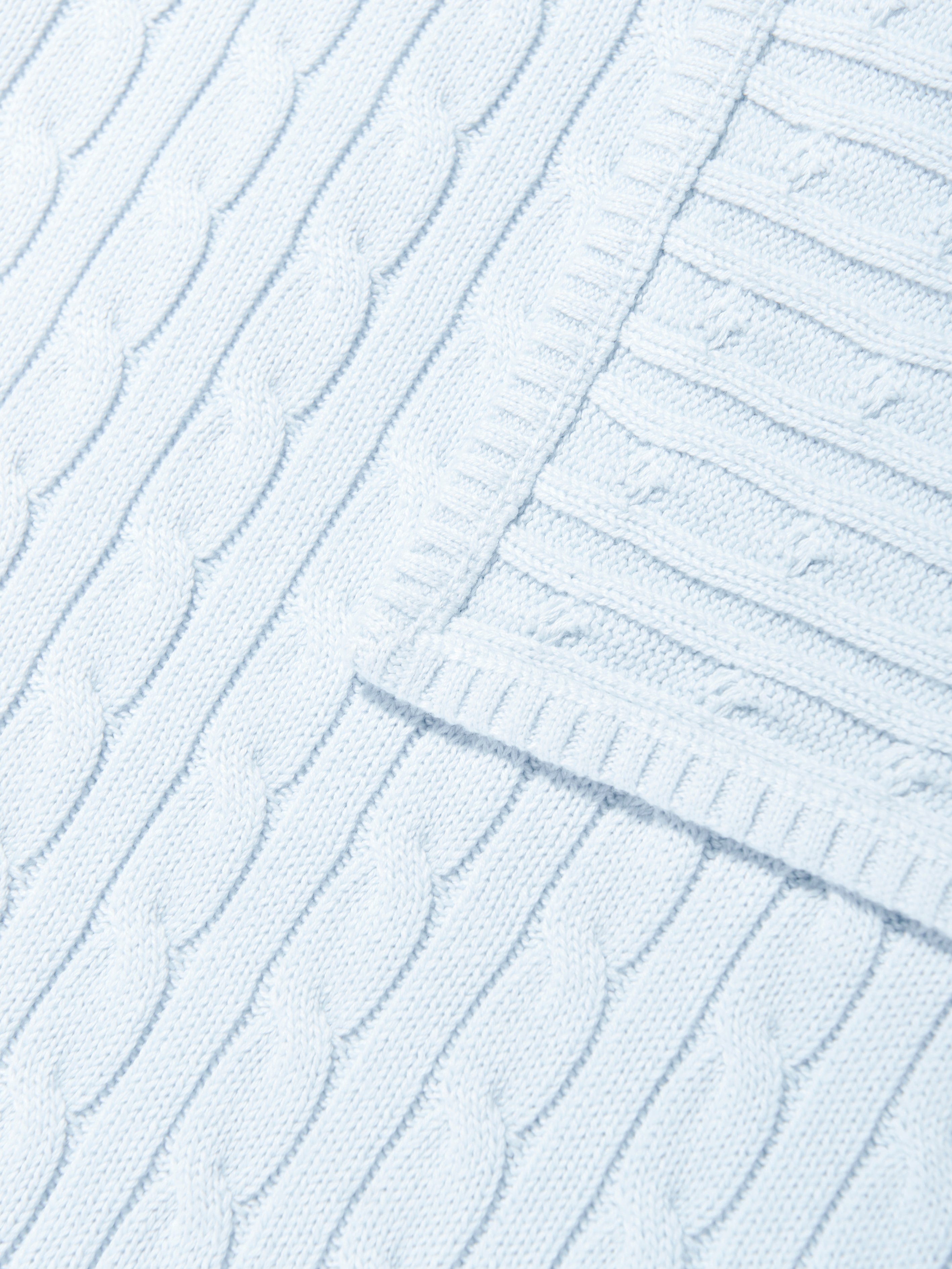 Soft Blue Baby Boys Cotton Cable Knit Blanket - 40 Inch (101cm) Warm & Cozy Nursery Blanket for Newborns, Infants & Toddlers - Perfect for Crib, Stroller, Swaddle & Photo Shoots