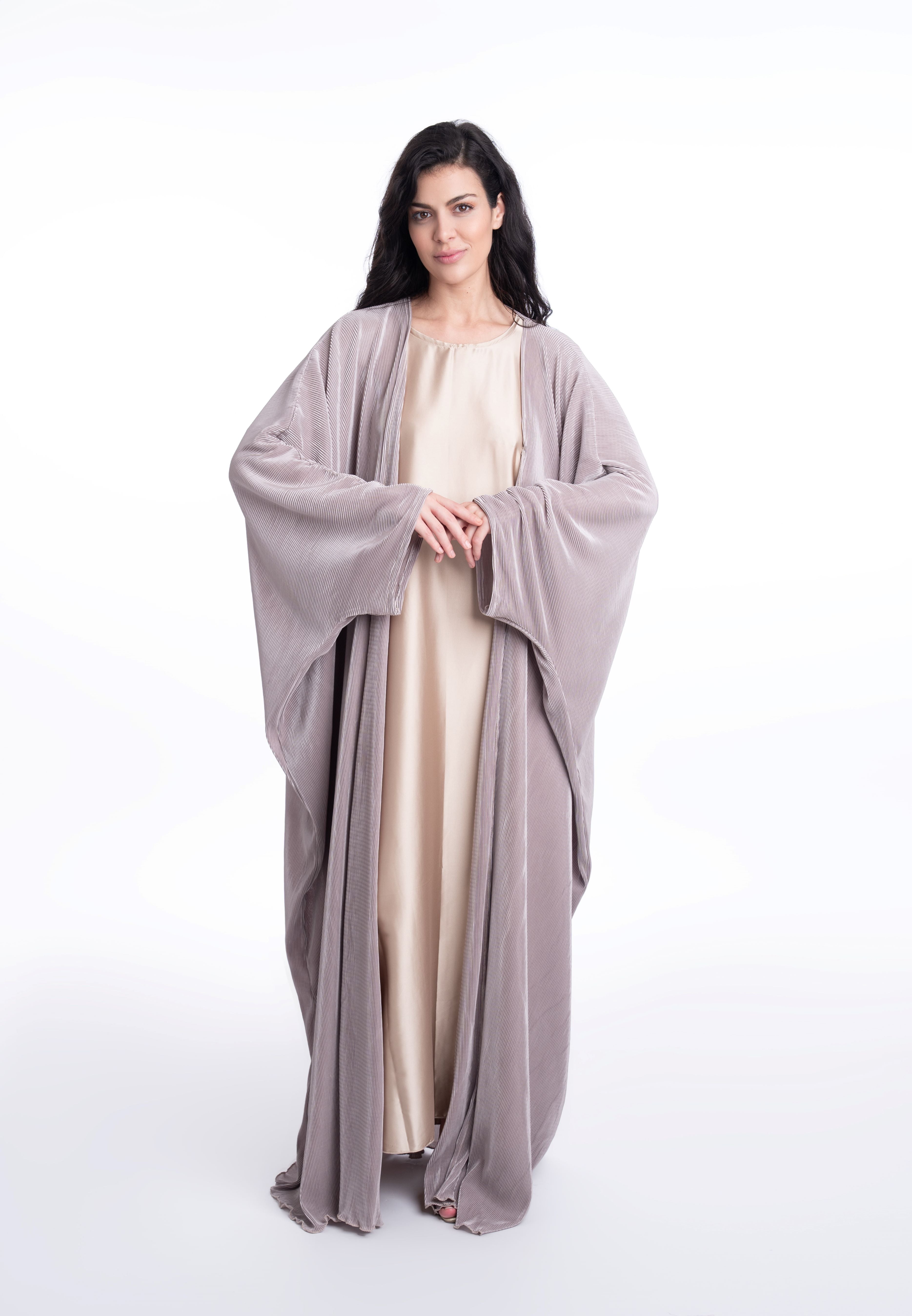Elegant Golden Ruba Abaya - Modest Islamic Dress for Women - Perfect for Prayer, Eid, and Special Occasions