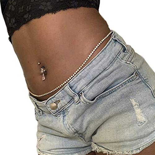 Elegant Gold Crystal Waist Chain Rhinestone Body Jewelry for Women - Belly Chain, Lower Back Chain, Waist Belt - Perfect for Parties, Weddings, and Beach Outfits