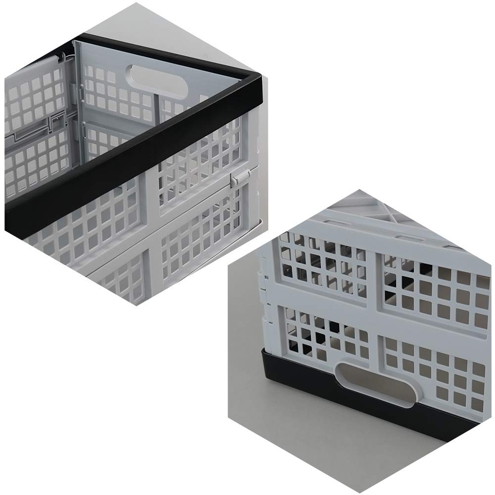 32L Collapsible Storage Crate Set of 3 - Foldable Plastic Bins for Home Organization, Laundry, Toys & Closet Storage - Space Saving Stackable Design for Garage, Office & Dorm Room