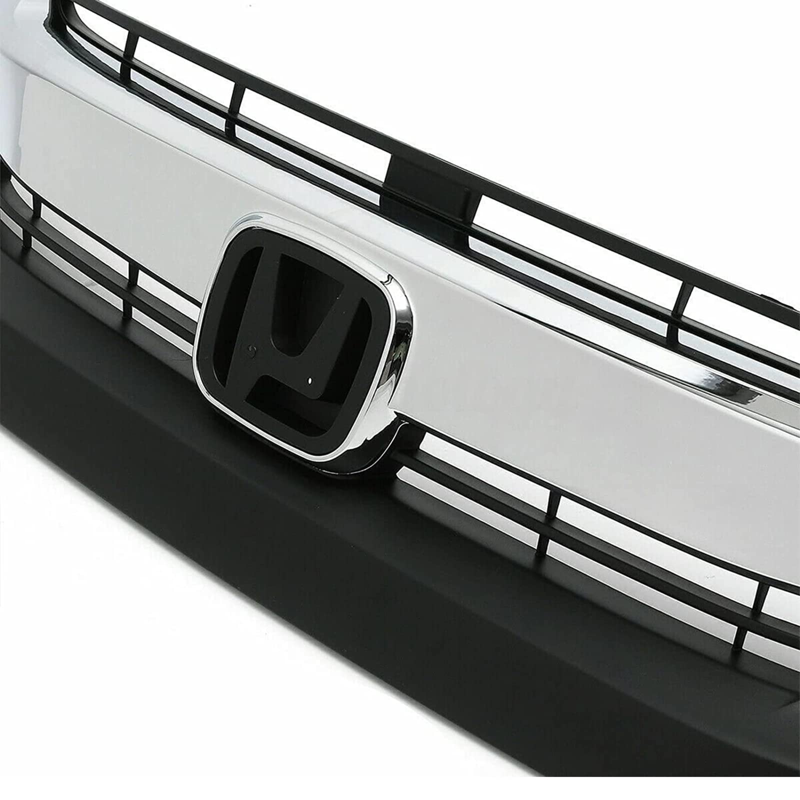 2016-2018 Honda Civic Sedan/Coupe Front Bumper Upper Grille with Black Headlight Eyelids - Glossy Black Bumper Grill & Eyebrow (3-Piece Set) for Enhanced Style & Protection - Perfect for Car Customization & Street Racing Looks