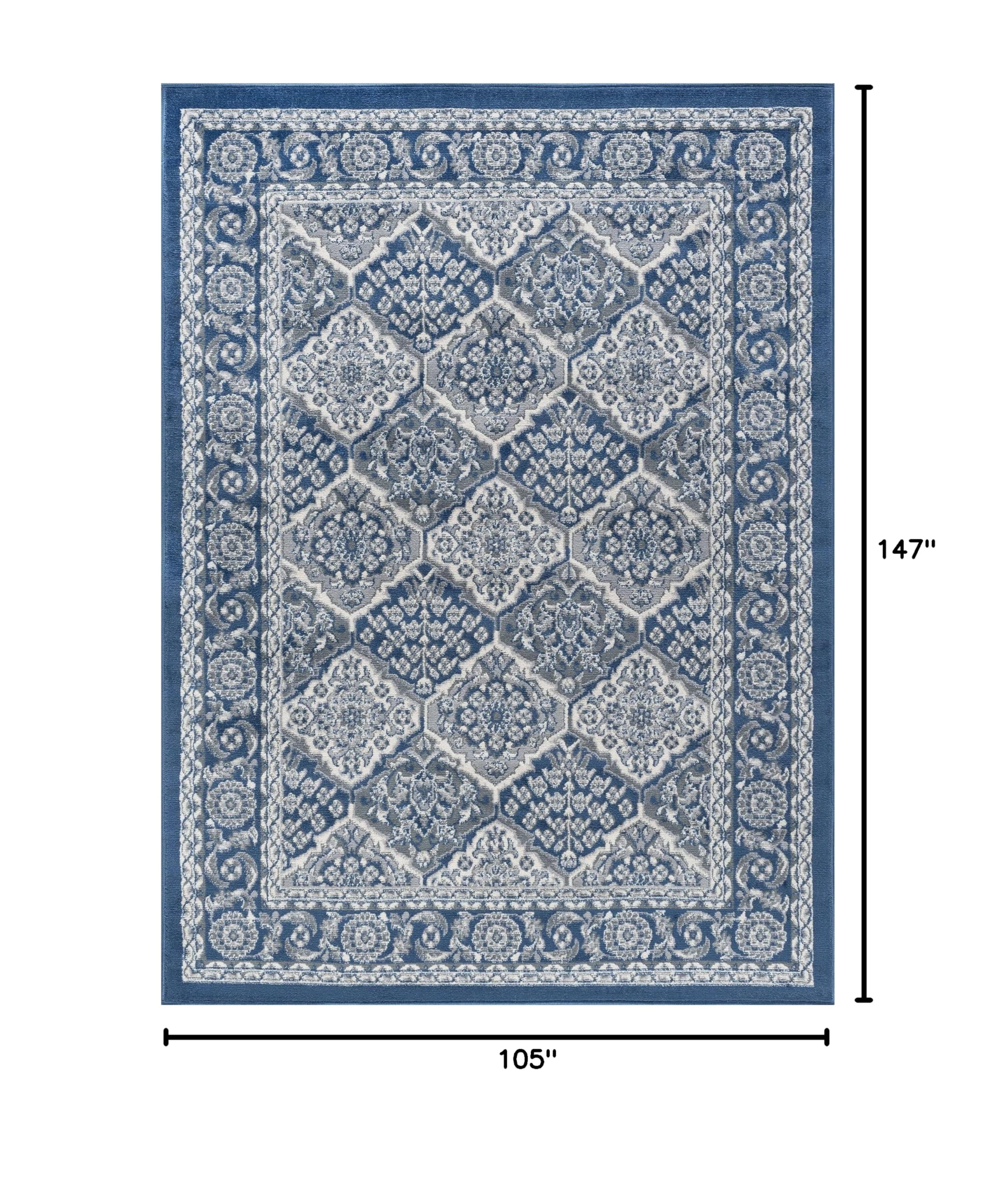 Universal Rugs Oxnard Area Rug 9' x 12.6' Navy Blue - Soft Non-Slip Living Room Rug for Bedroom, Dining Room & Home Decor