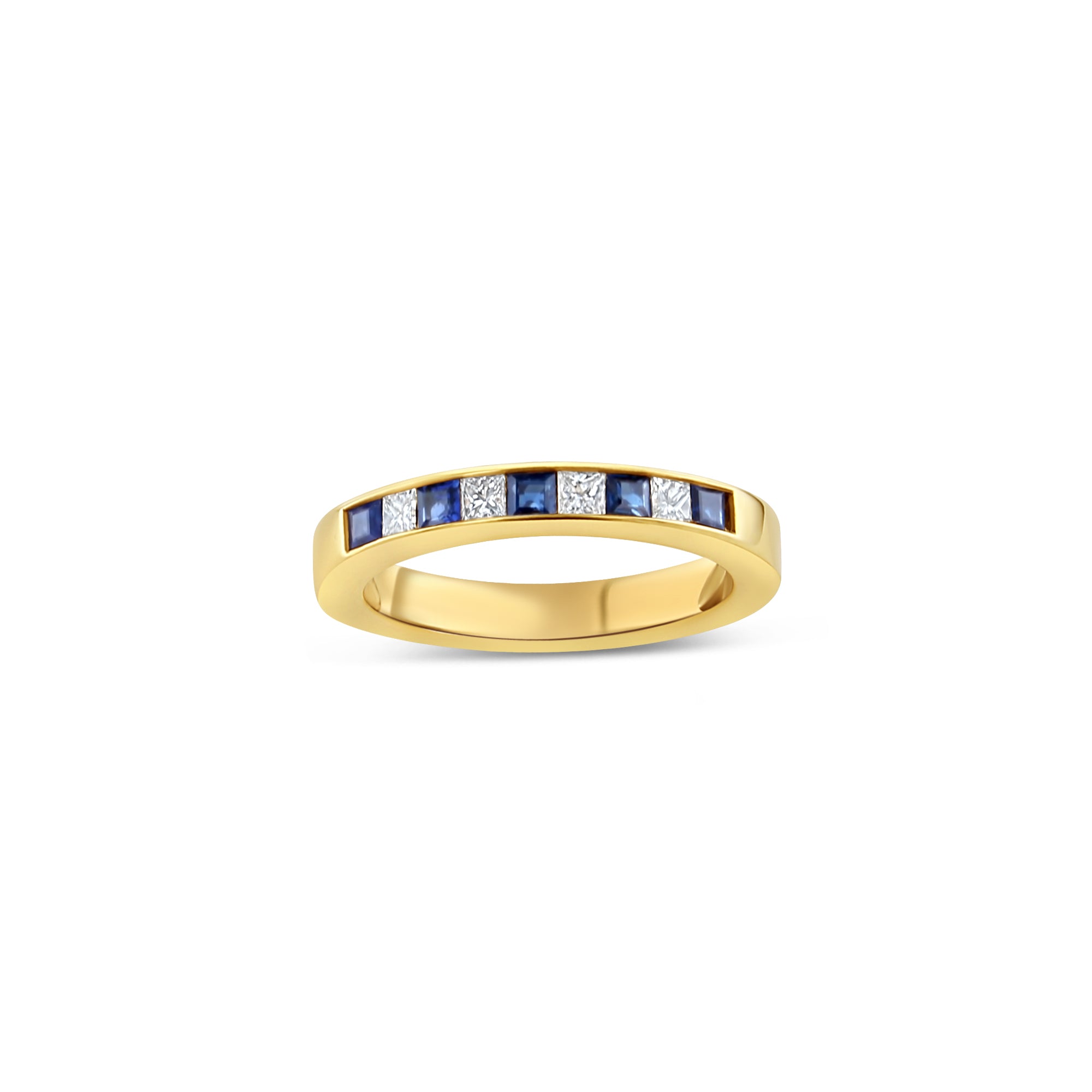 0.5 Carat Diamond & Sapphire Wedding Band Ring for Women - 14K Yellow Gold - Elegant Bridal Jewelry for Engagement, Anniversary & Special Occasions