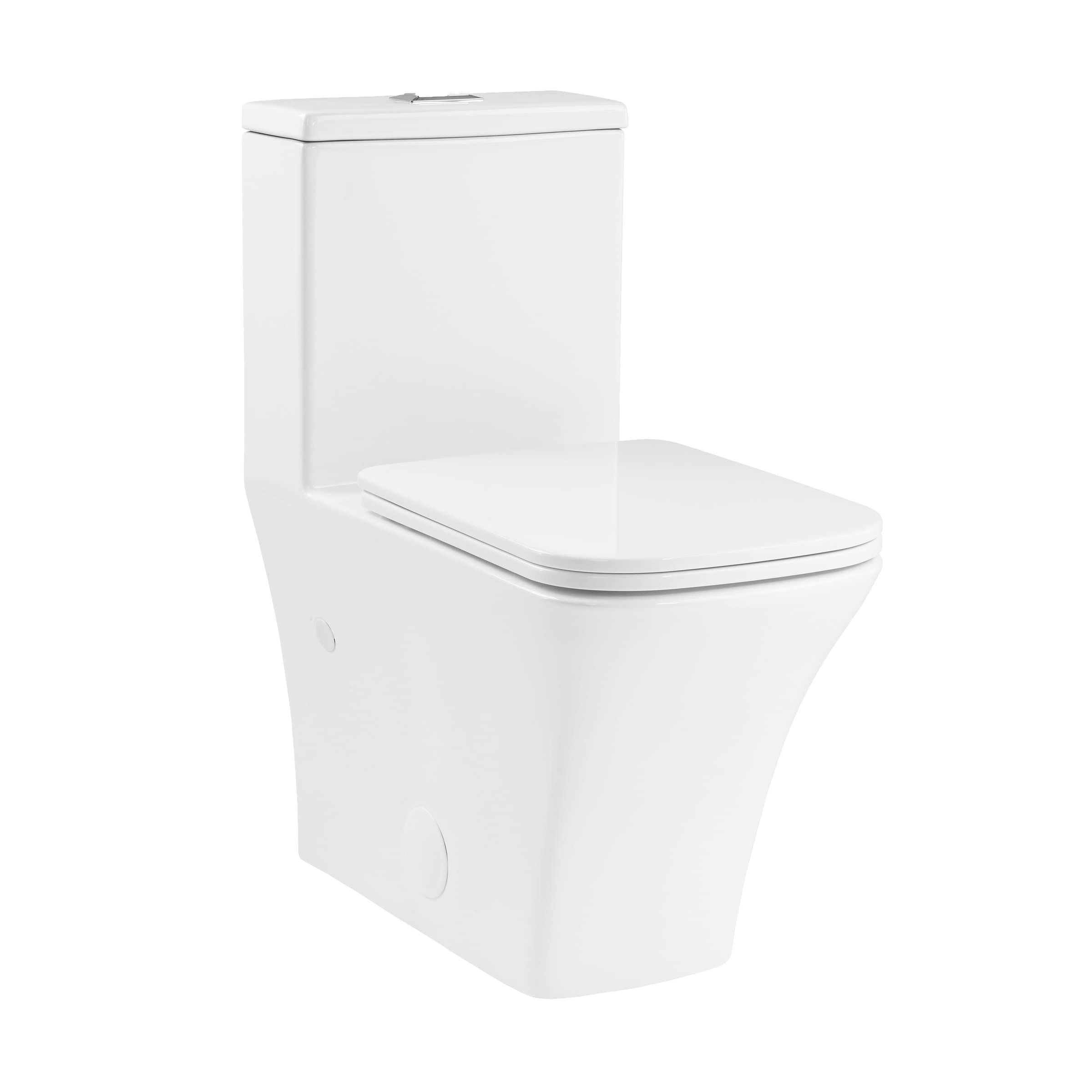 Eclair One-Piece Square Toilet with Dual-Flush Technology (0.8/1.28 GPF) - Modern Water-Saving Bathroom Solution for Homes & Commercial Spaces