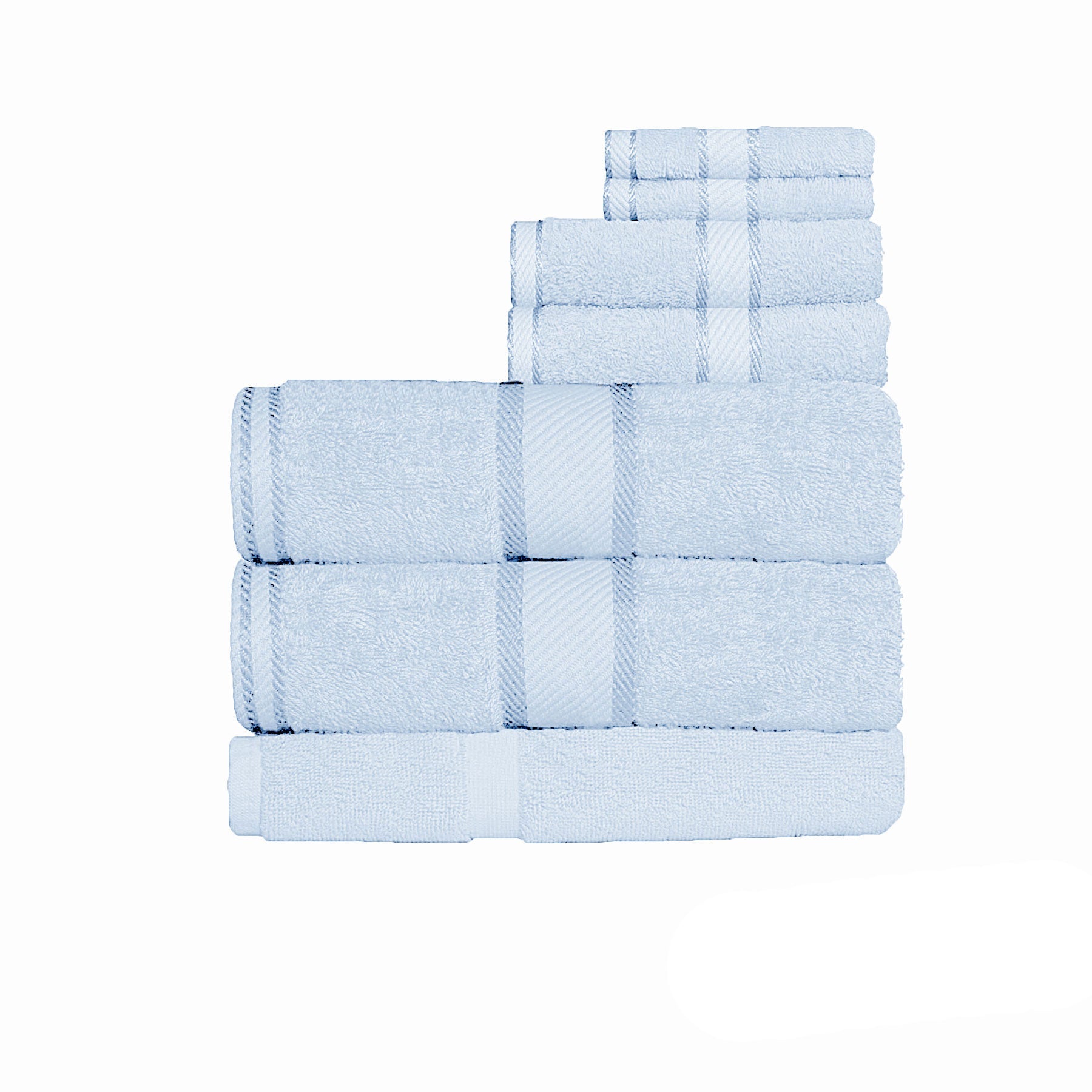 Premium 550 GSM Cotton 7-Piece Bath Sheet Set in Baby Blue - Ultra Soft & Absorbent Towel Set for Spa, Bathroom, and Luxury Home Use