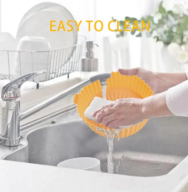 2-Pack Small Air Fryer Silicone Liners (2 QT) - Reusable Non-Stick Basket Bowl for Air Fryers & Ovens - Blue & Orange - Perfect for Healthy Cooking, Roasting Vegetables & Crispy Snacks