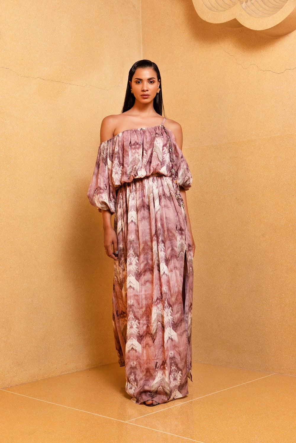 Lilac Floral Print Drop Shoulder Maxi Dress for Women - Elegant Boho Style Long Dress for Summer, Beach, and Casual Outings