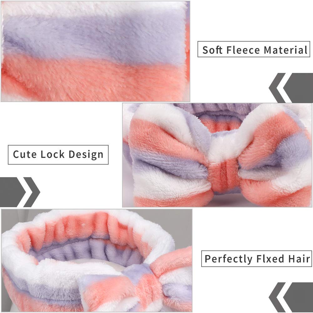 Araluky 3 Pack Soft Microfiber Bow Hair Band for Women & Girls - Spa, Skincare, Washing Face, Shower & Bath - Terry Cloth Fuzzy Headband with Bowknot Design | Perfect for Makeup, Facial Care & Relaxation