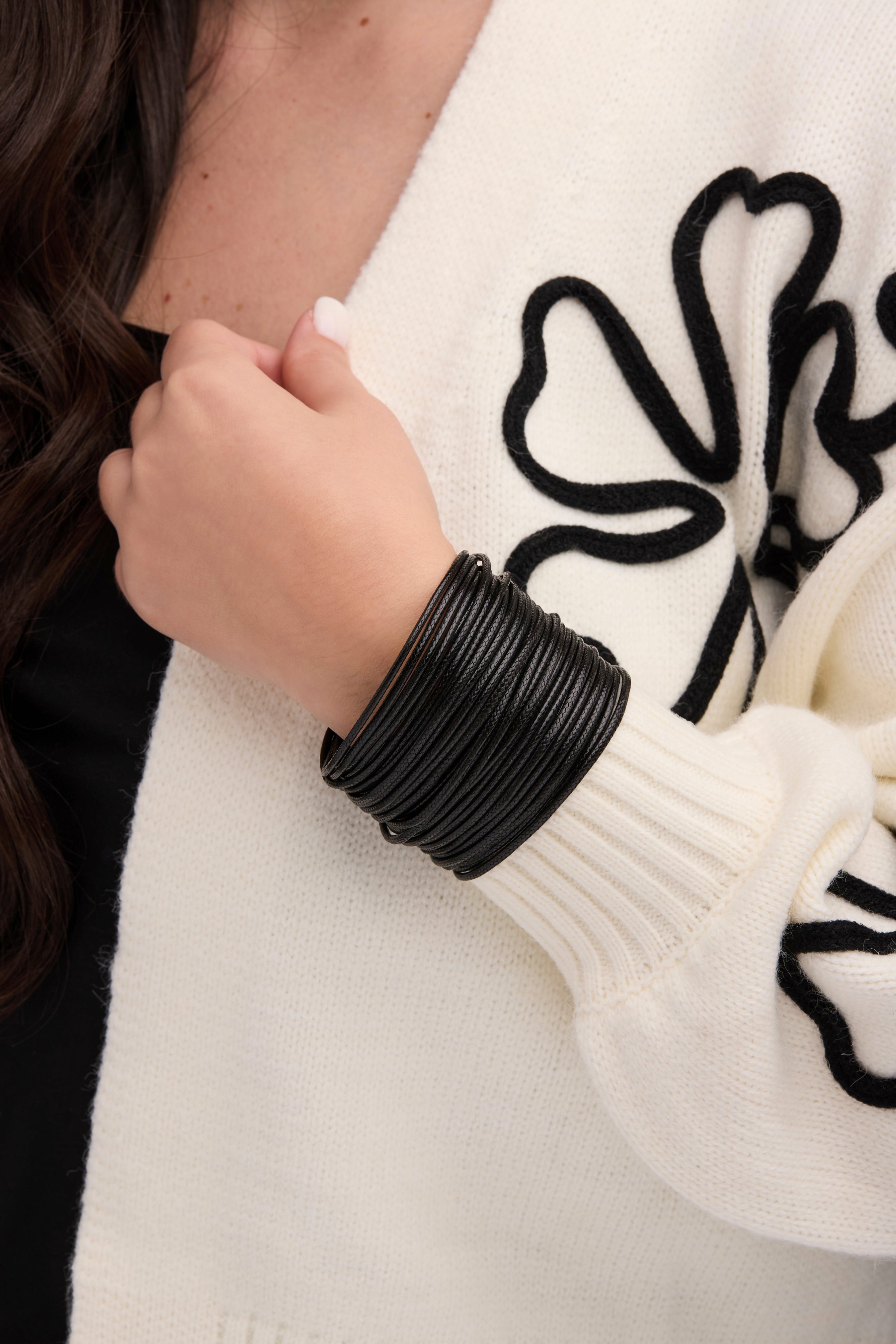 Stylish Metallic Multi Strand Leather Cord Bracelet for Women - Boho Chic Handmade Jewelry Gift for Everyday Wear & Layering