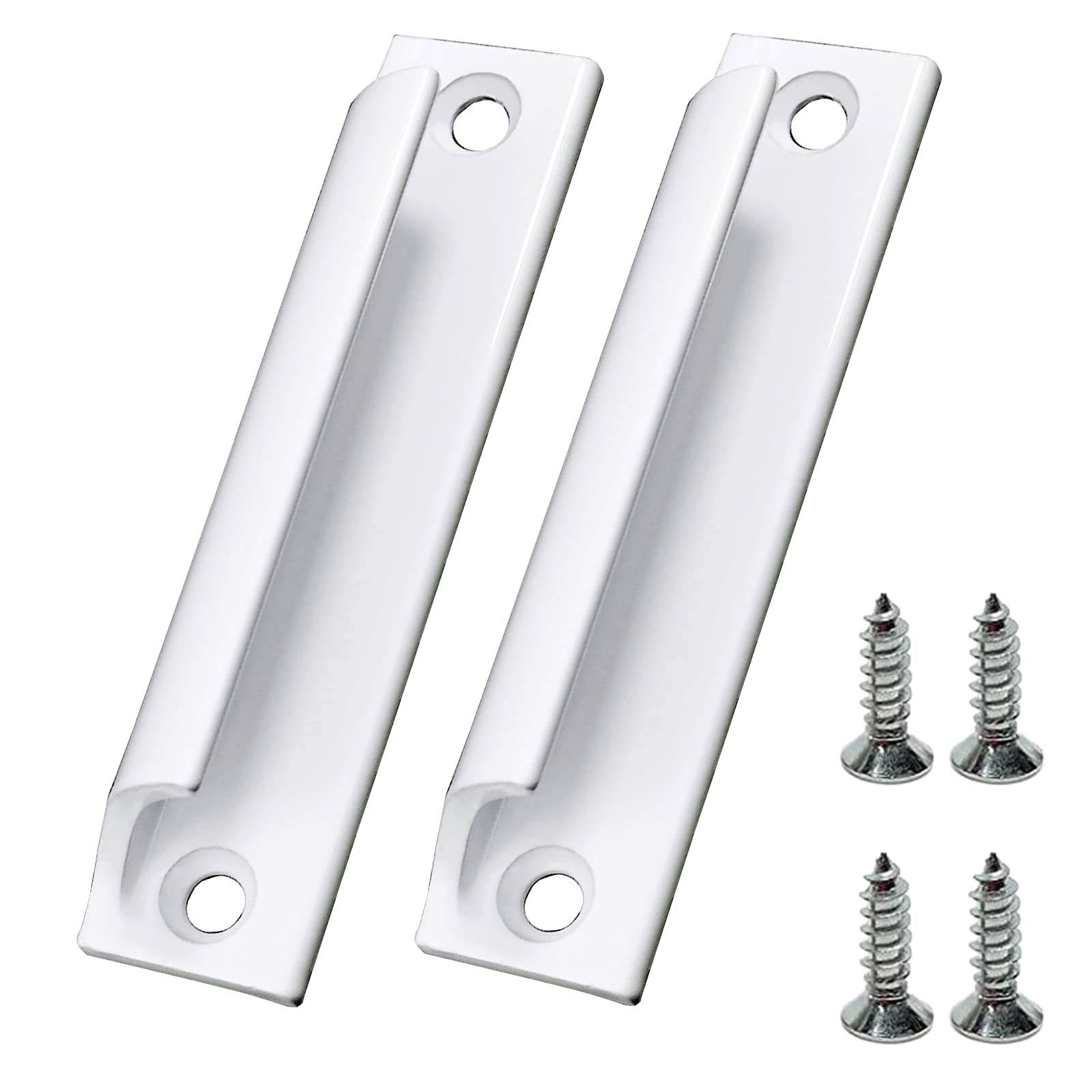 Angelkiss 2-Pack Aluminum Curved Barn Door Handles - Balcony & Drawer Pulls for Cabinets, Closets, Balcony Doors (White) - Perfect for Farmhouse, Rustic & Modern Home Decor