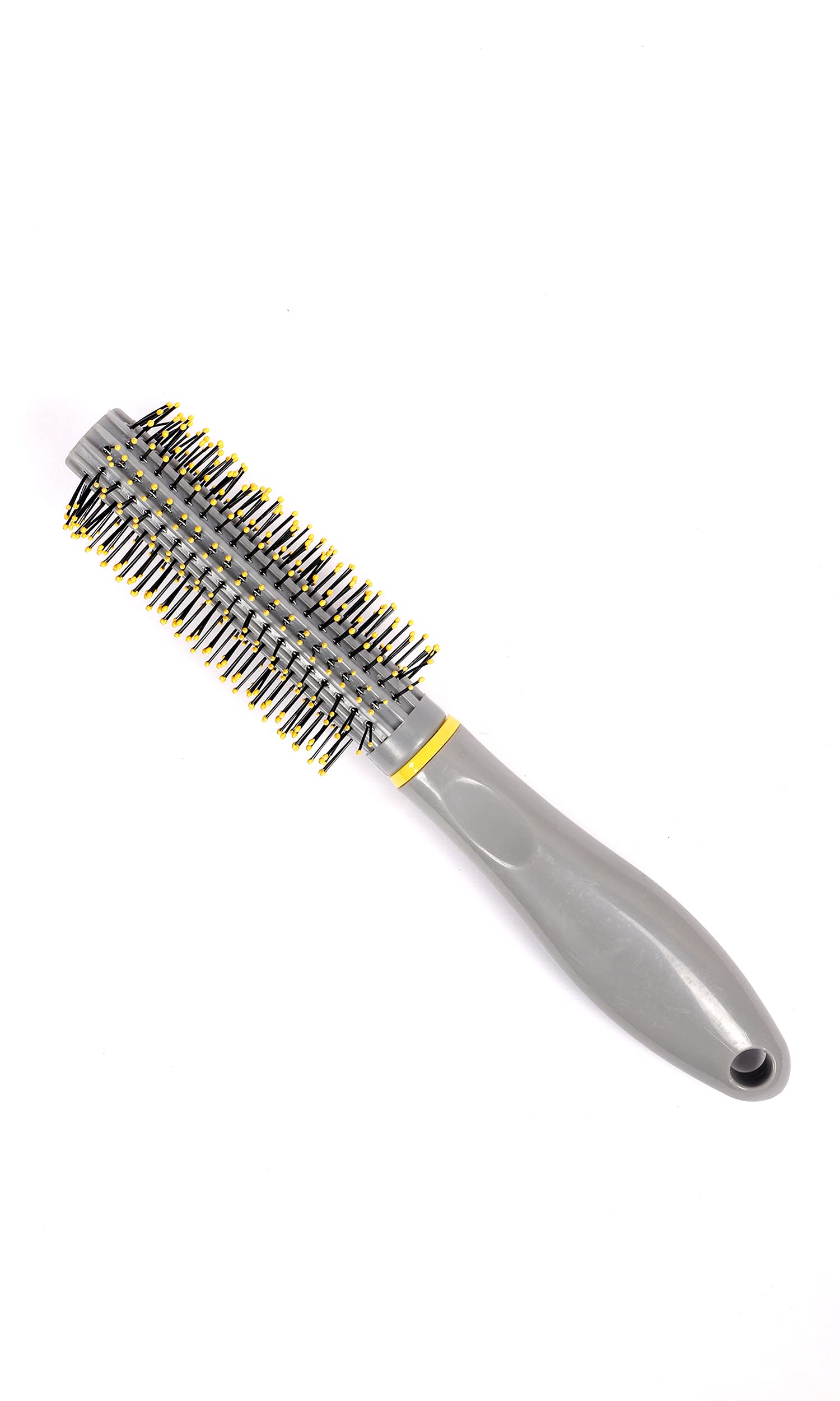 Stylish Grey & Yellow Roller Comb for Men - Round Hair Brush for Styling, Detangling & Effortless Grooming | Perfect for Curly Hair Care & Daily Styling Routine | Salon-Quality at Home