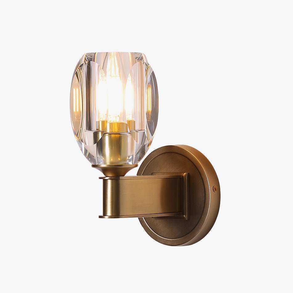 Diamond Crystal Wall Sconce Light Fixture - Elegant Glass Sconce Lighting for Bedroom, Living Room & Hallway Decor