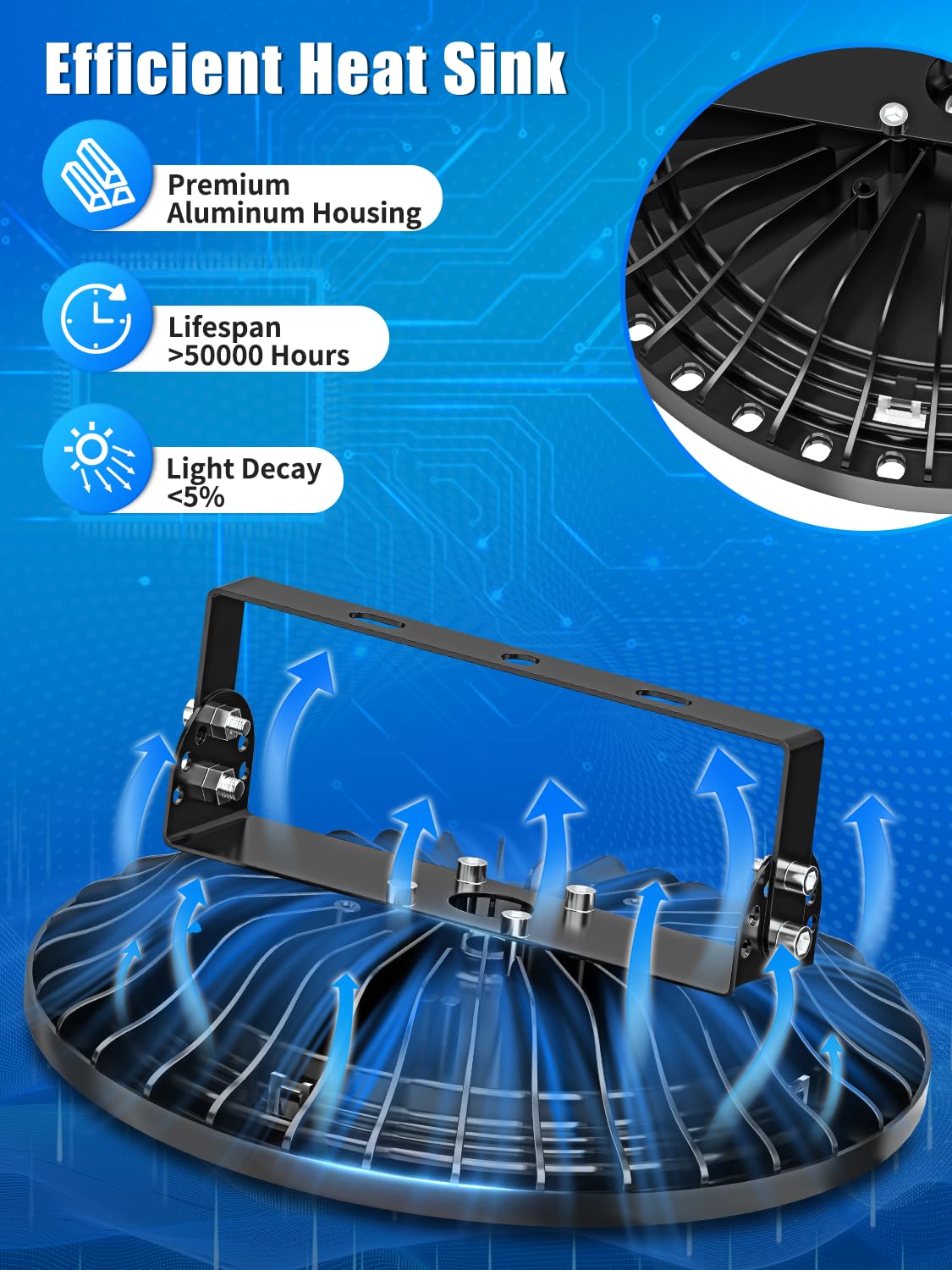 Chunnuan UFO LED High Bay Light 100W, 10000LM Super Bright, 6500K Daylight White, IP65 Waterproof, Dimmable - Ideal for Factories, Warehouses, Workshops, Gymnasiums & Large Commercial Spaces