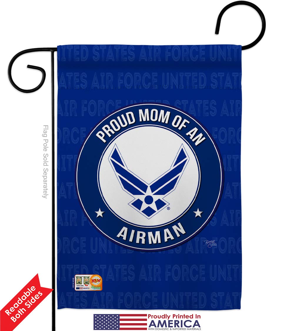 USAF Air Force Proud Mom Garden Flag Kit - Double-Sided 28x40 Inch Military Yard Banner - American Armed Forces Veteran Retiree Gift - Made in USA - Perfect for Patriotic Home Decor & Military Appreciation Events