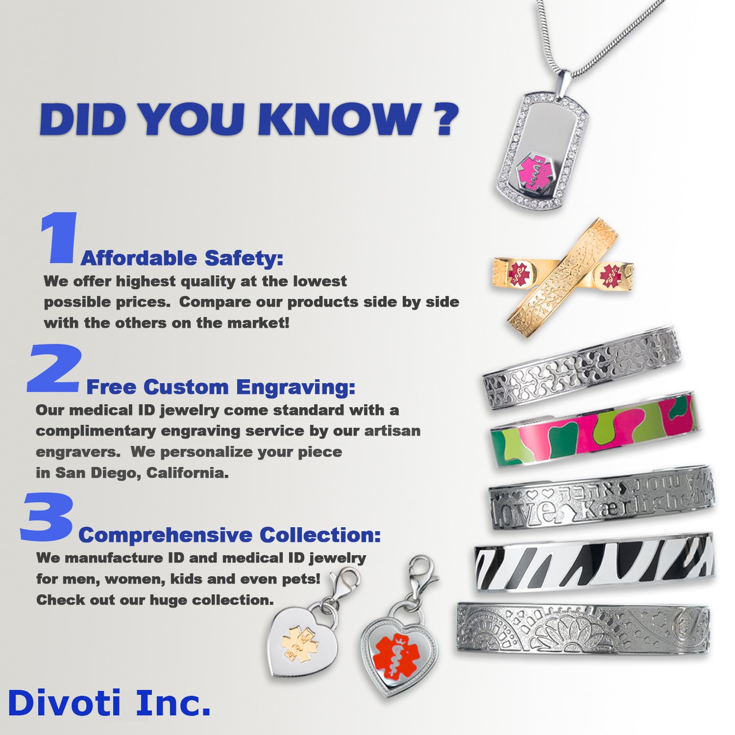 Divoti Custom Engraved Medical Alert Necklace for Men - Chic Black & Silver Medical ID Jewelry for Emergency Health Conditions - Perfect for Diabetes, Allergies, Heart Conditions & Daily Wear