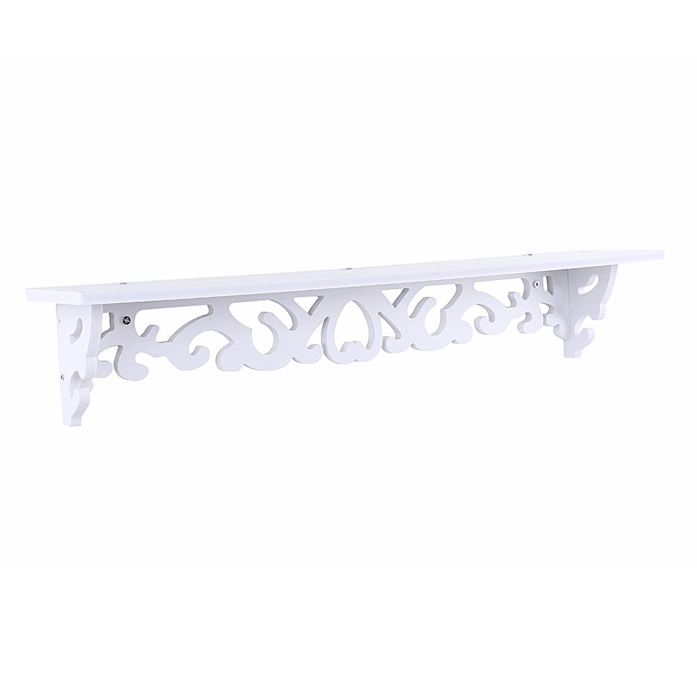 Cerlingwee Modern Wooden Floating Shelf - White Carved Pattern Wall Mounted Shelf for Living Room, Bedroom, Kitchen | Home Decor & Storage Solution