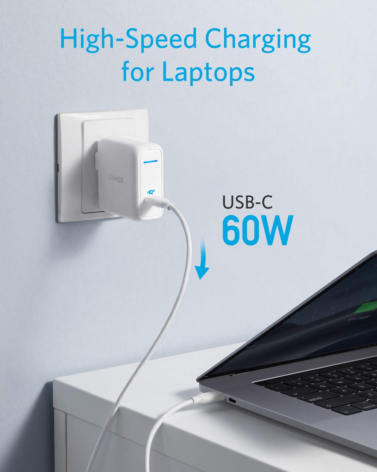 Anker 60W USB C Fast Charger with Power Delivery, PIQ 3.0 & GaN Technology - PowerPort Atom III Adapter for iPhone 11/Pro/Max/XR/XS/X, MacBook Pro/Air, iPad Pro, Galaxy & Pixel | Fast Charging for Home, Office & Travel