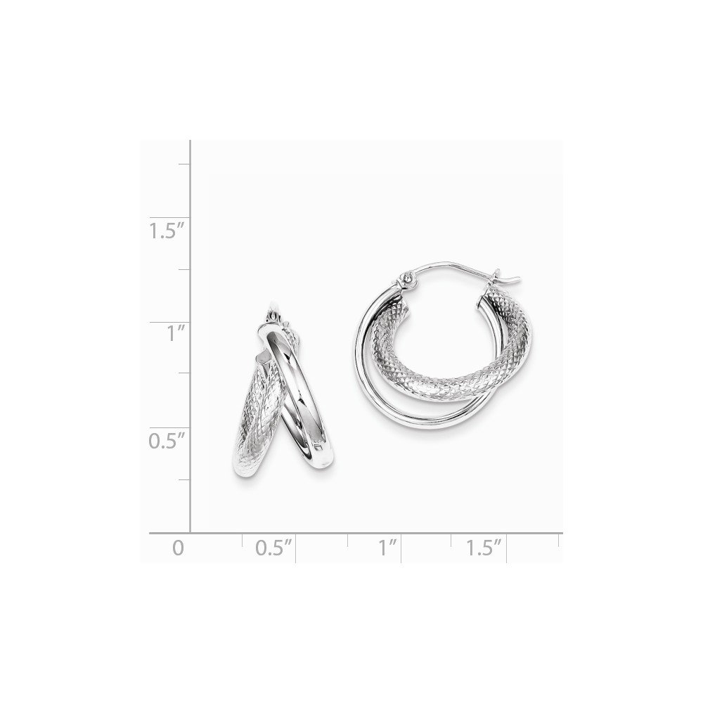 Sterling Silver Rhodium Plated Polished & Diamond-Cut Hoop Earrings for Women - Elegant Everyday Jewelry for Work, Party & Special Occasions
