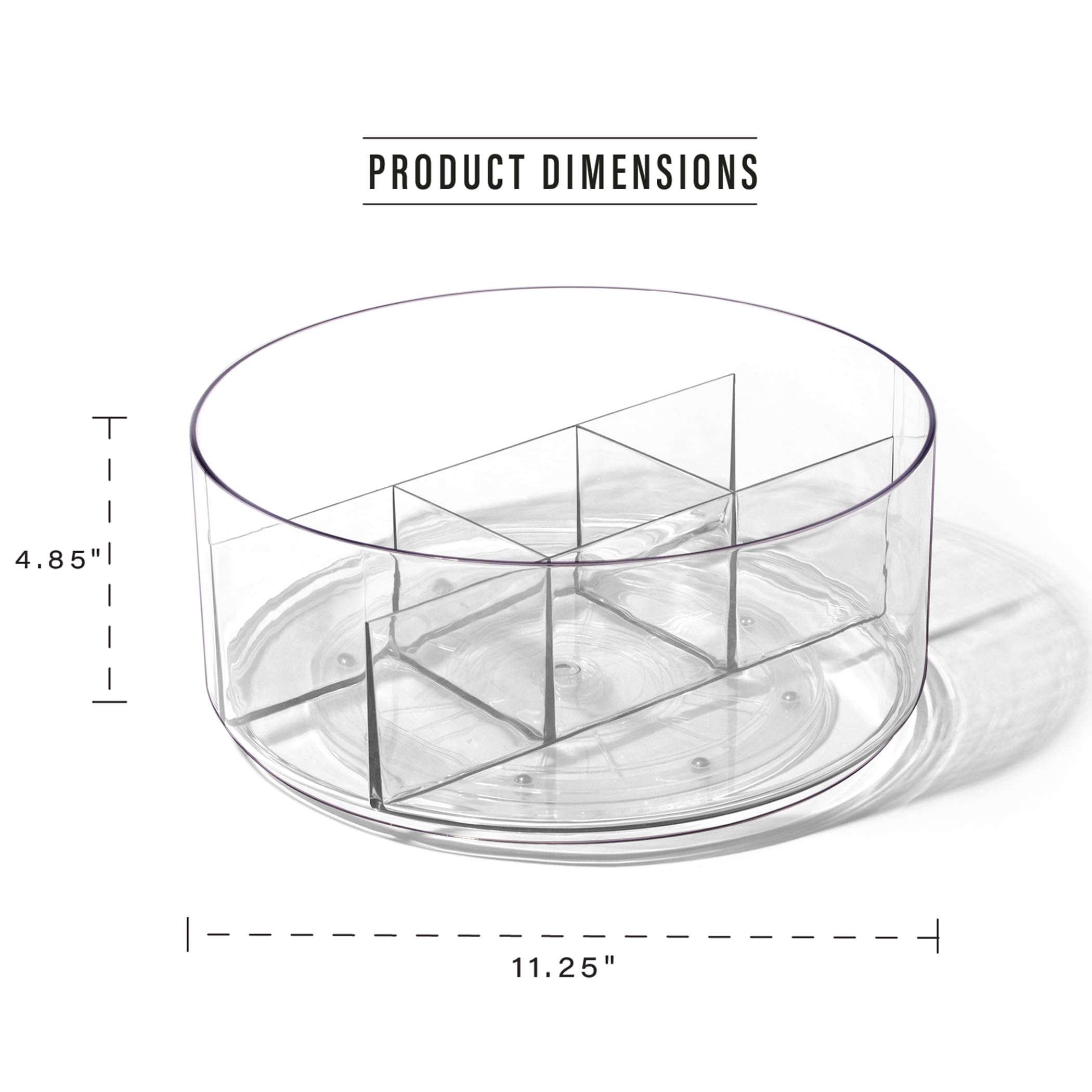 BINO 5-Compartment Clear Plastic Rotating Turntable Organizer | Spinning Storage Container for Kitchen, Bathroom & Pantry | Perfect for Condiments, Spices, Makeup & Toiletries Organization