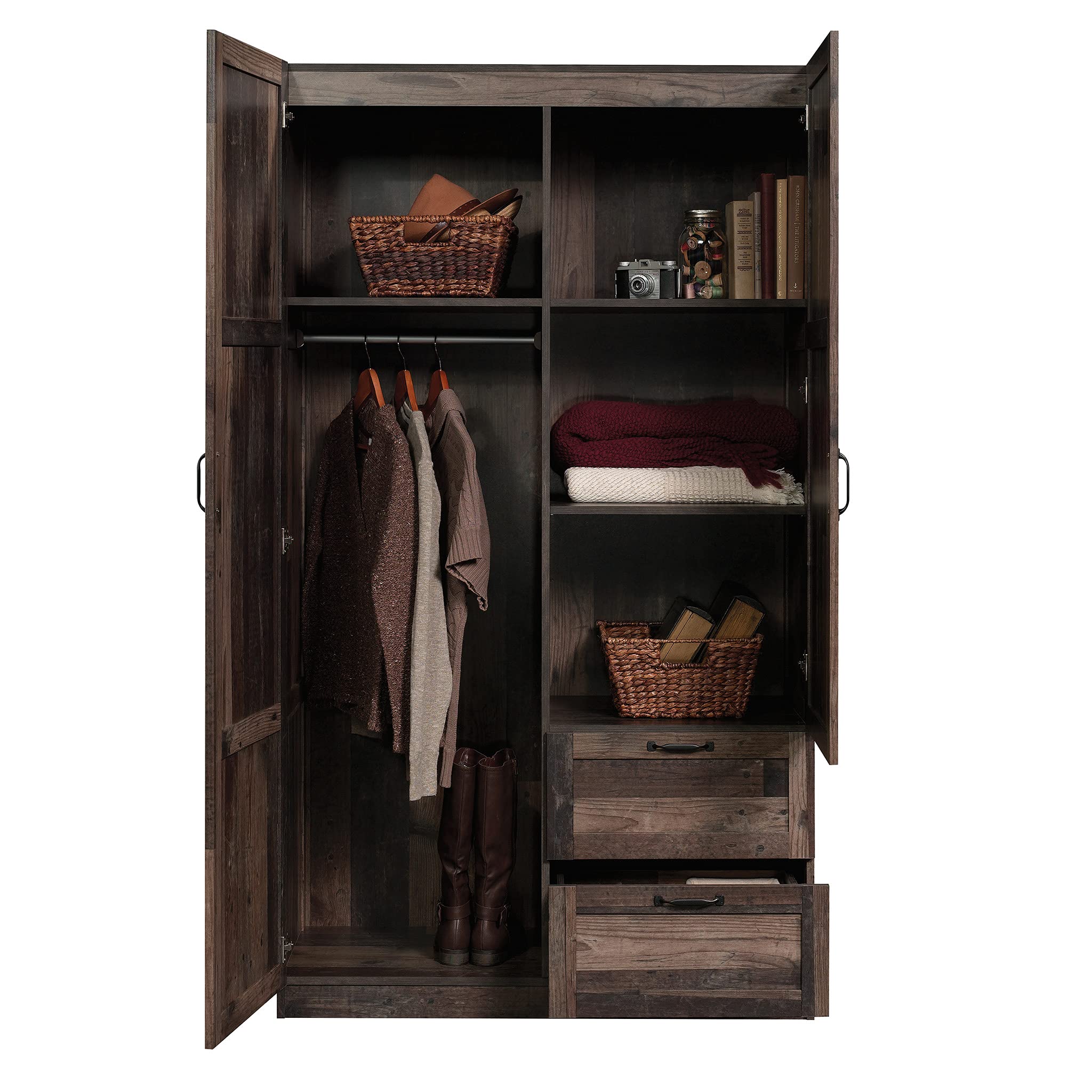 Sauder Reclaimed Pine Storage Wardrobe Cabinet - Pantry Organizer, Closet Storage Solution for Bedroom, Kitchen, and Home Organization