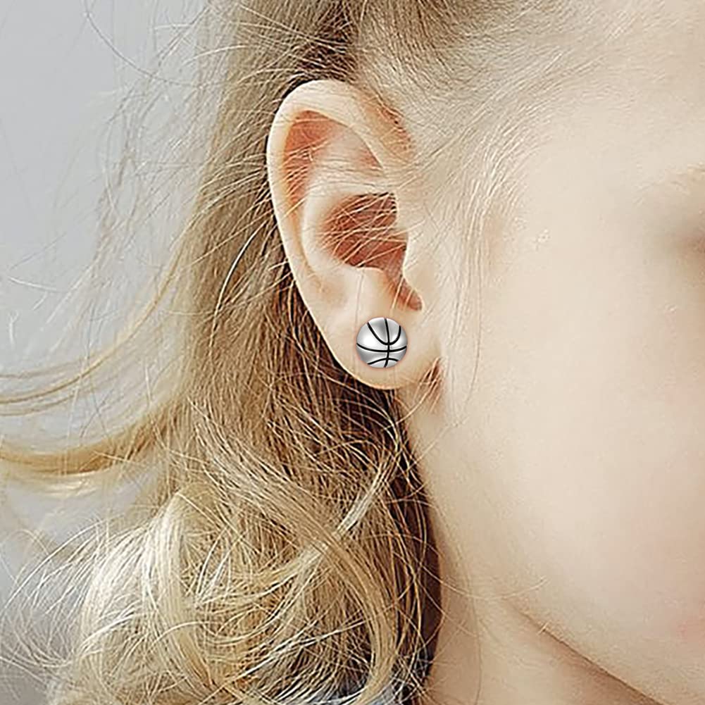 925 Sterling Silver Hypoallergenic Sports Stud Earrings - Softball, Volleyball, Basketball, Baseball, Football & Soccer Jewelry | Perfect Gift for Women Athletes, Sports Moms & Players | Great for Game Days, Team Spirit & Casual Wear
