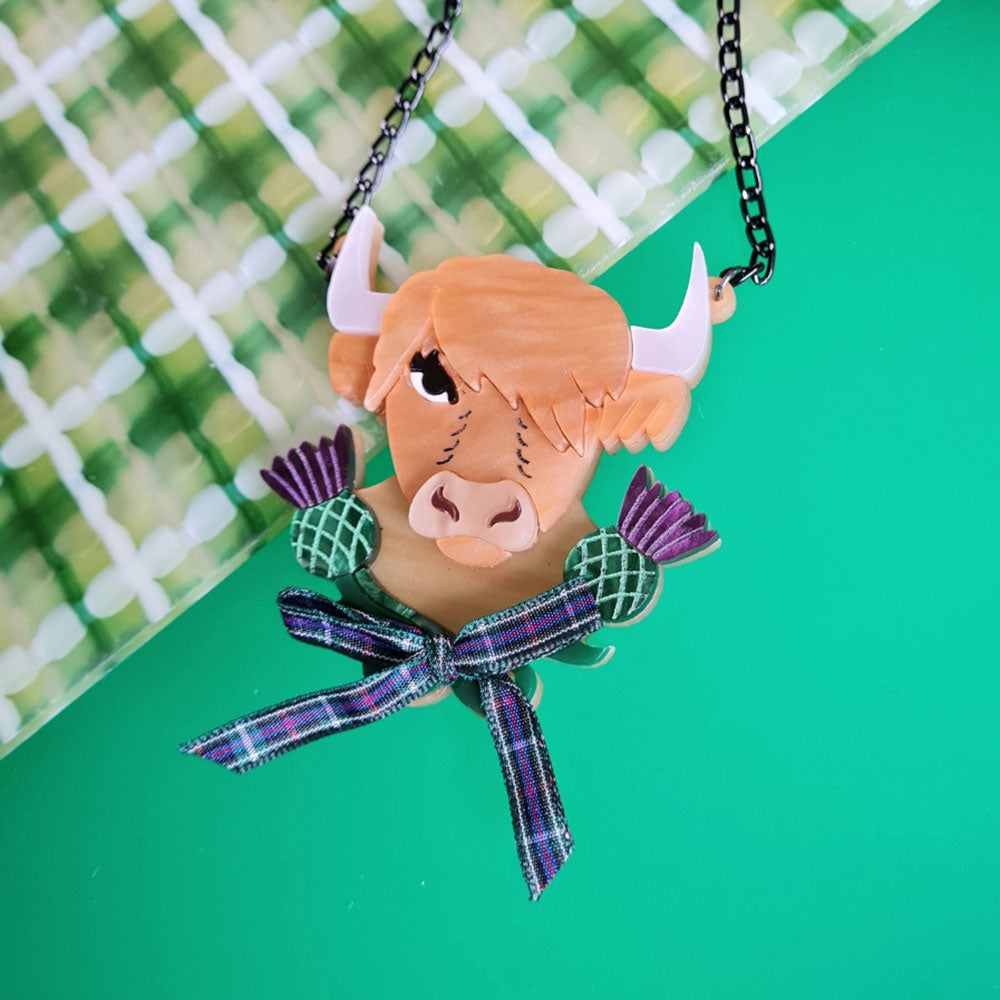 Bonnie The Highland Cow Necklace - Sterling Silver Pendant for Women - Handmade Scottish Jewelry by Cherryloco - Perfect Gift for Animal Lovers & Unique Fashion Accessory