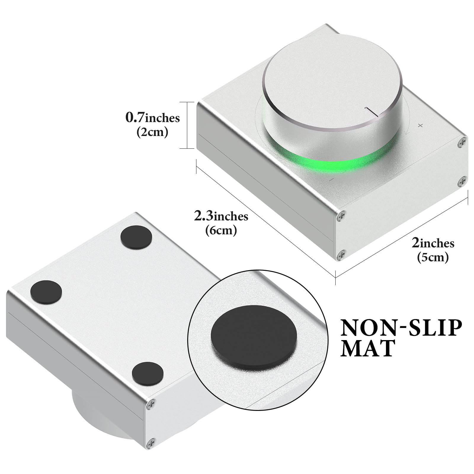 GEEKRIA USB Volume Control Knob with One-Touch Mute - PC & Phone Audio Controller for Windows 7/8/10, Mac & Android (Silver) | Perfect for Podcasting, Gaming & Online Meetings