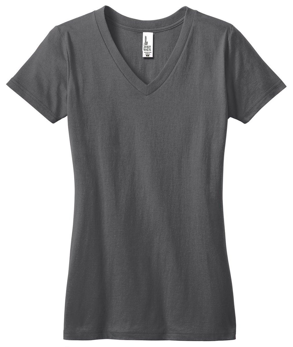 District Women's Concert V-Neck Soft Tee Shirt - Comfortable Cotton T-Shirt for Casual Wear & Music Events - Charcoal Small