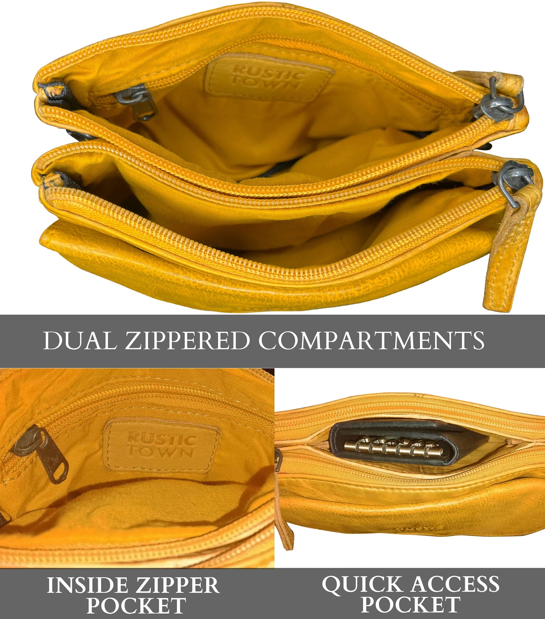 Stylish Yellow Leather Sling Bag Wristlet Clutch for Women - Perfect for Parties, Travel & Everyday Use