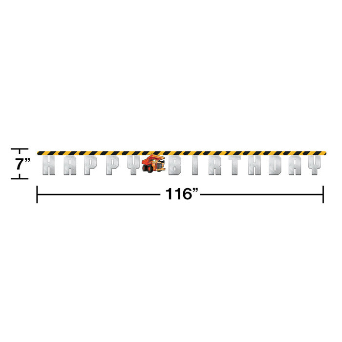 12-Piece Bulk Big Dig Construction Banners - Heavy Duty Vinyl Excavator Themed Party Decorations for Kids Birthday, Construction Theme Events & Classroom Activities