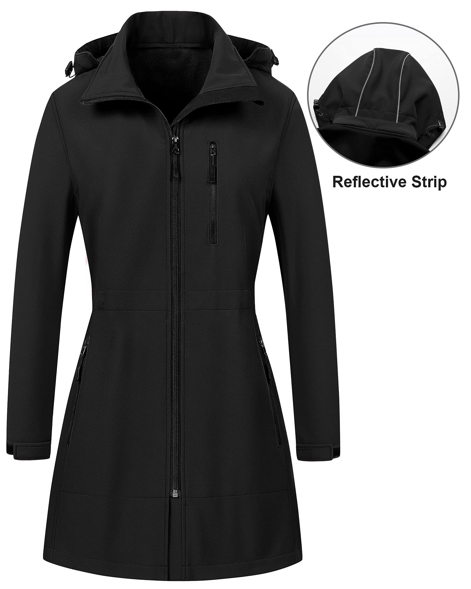 CREATMO Women's Lightweight Waterproof Softshell Tactical Jacket - Fleece Lined Windbreaker for Outdoor Hiking, Camping & Winter Sports | US Sizes
