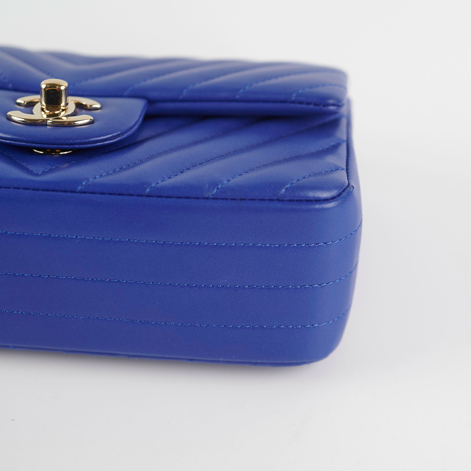 Chanel Mini Rectangular Chevron Blue Leather Crossbody Bag - Luxury Designer Handbag for Women, Perfect for Parties, Dates & Everyday Use