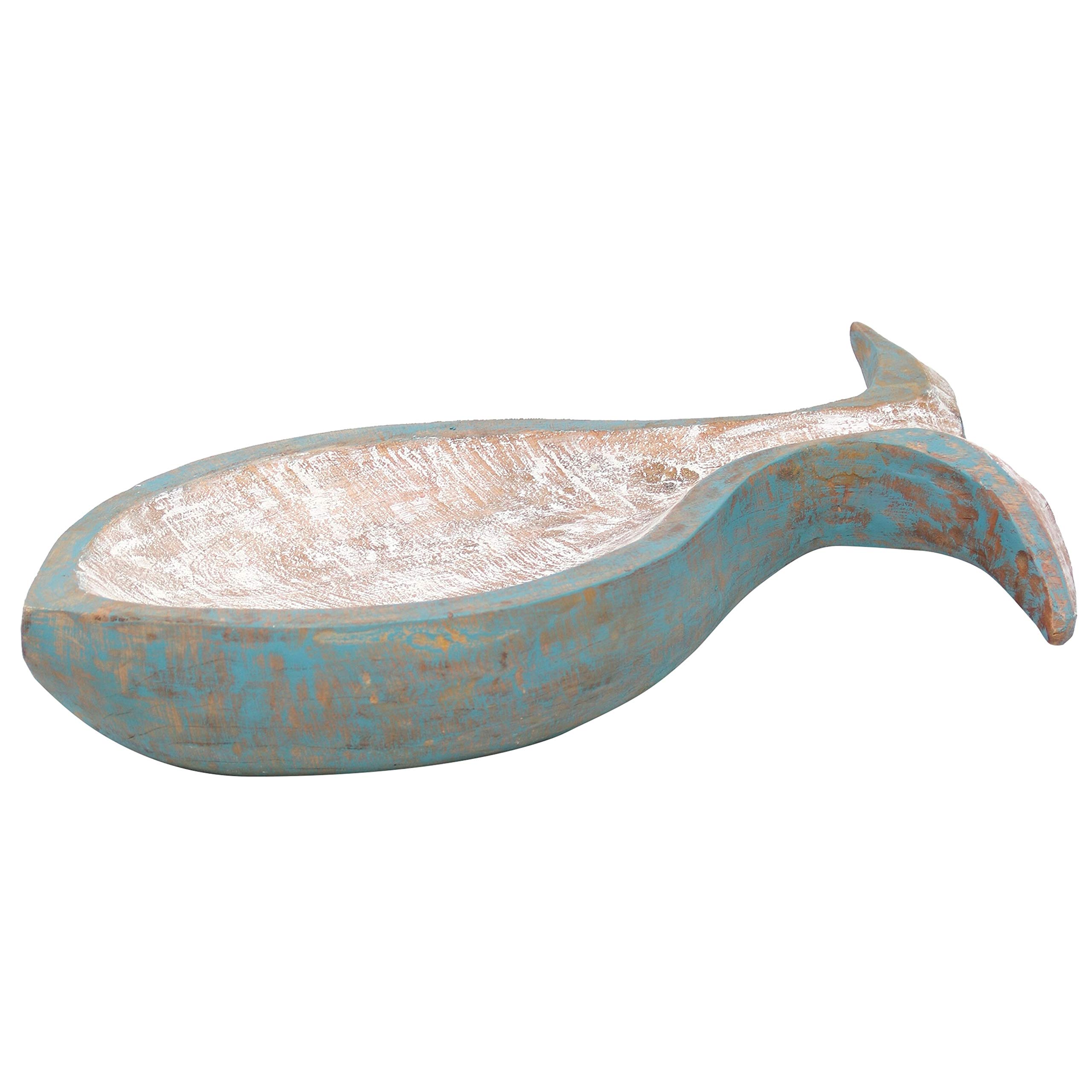 Handcrafted Blue Wooden Fish-Shaped Bowl - Unique Decorative Serving Dish for Home, Kitchen & Dining Room Decor | Perfect for Fruit, Salad, Candy Display & Gift Giving