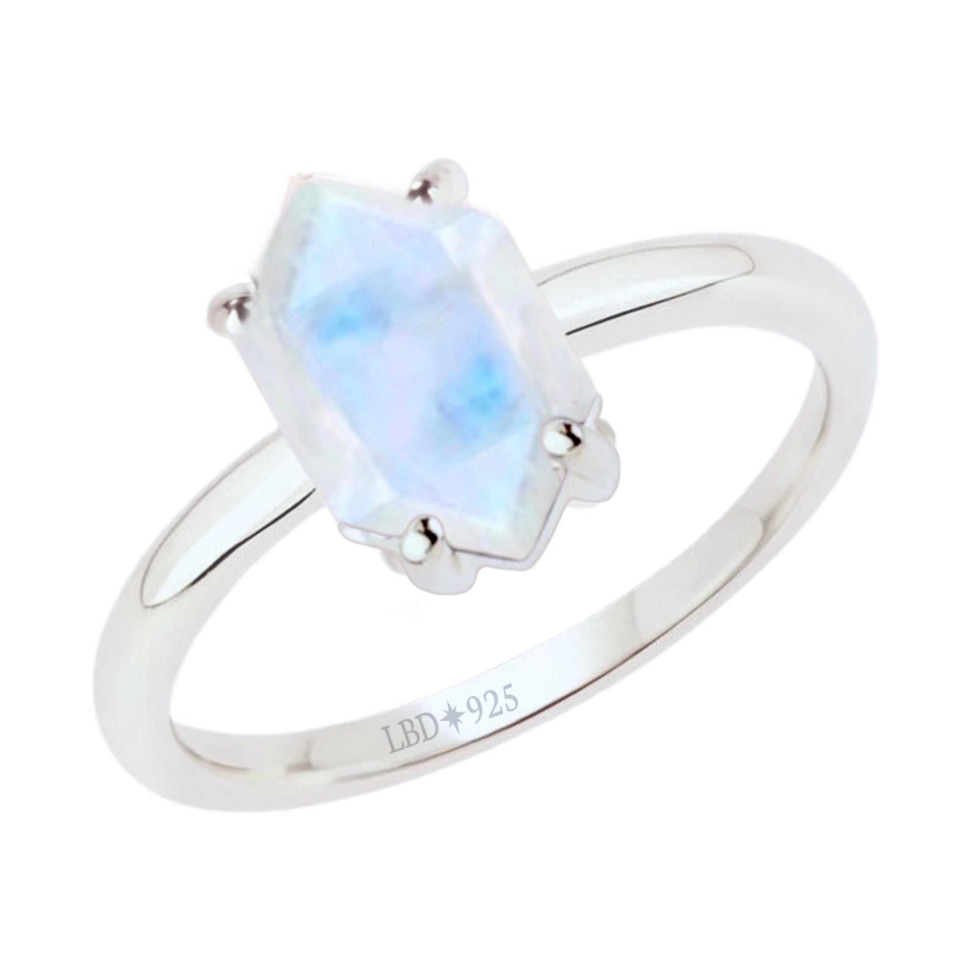 Laihas Mini Hexagon Crystal Moonstone Ring for Women - Elegant Boho Jewelry Gift for Birthday, Anniversary & Everyday Wear