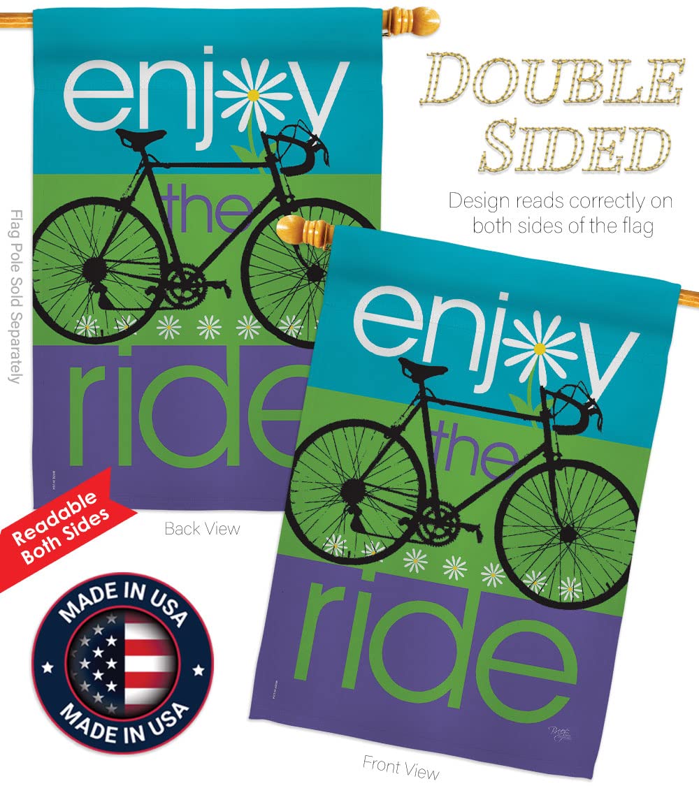 Breeze Decor Bike Ride House Flag 28x40 - Sports & Outdoor Decor