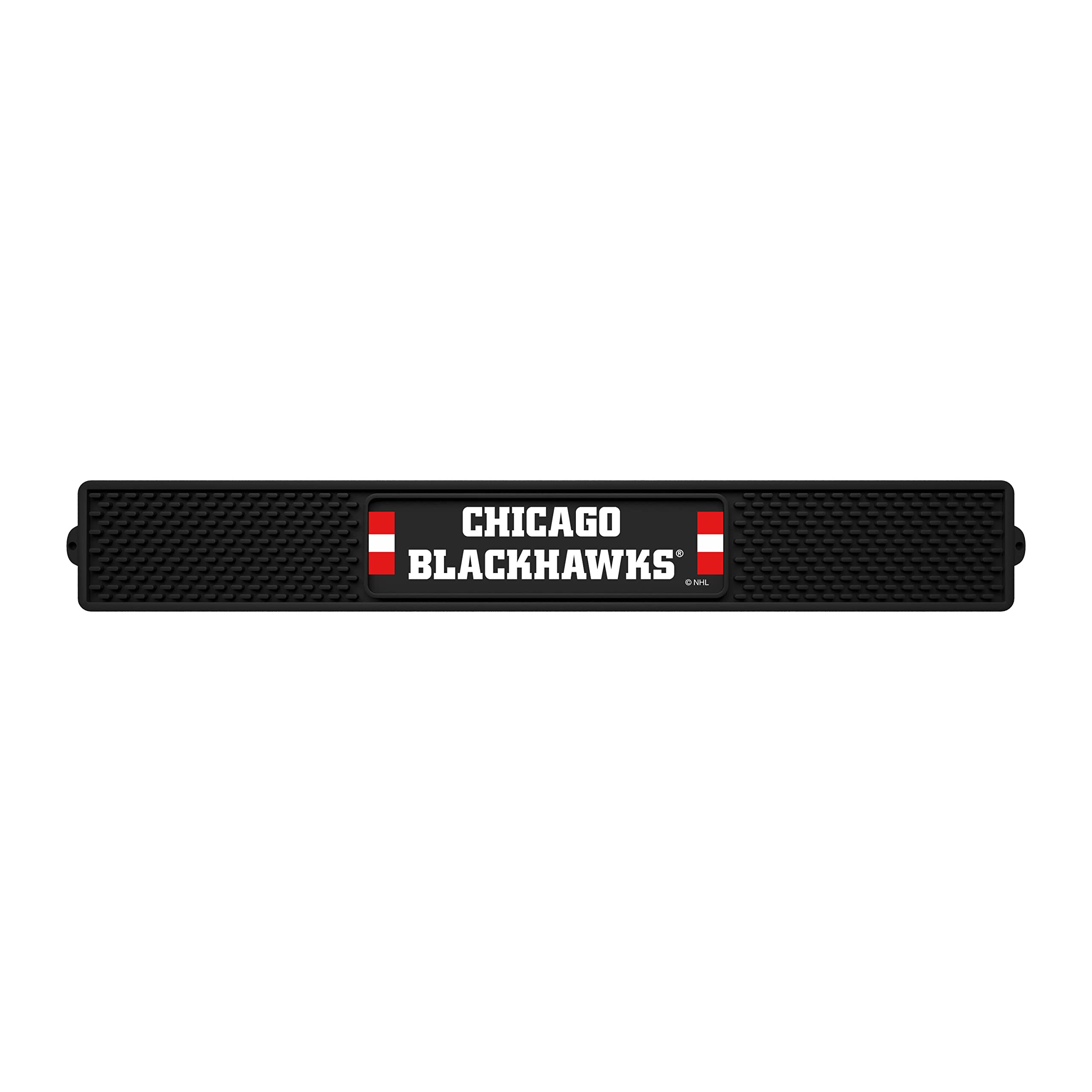 Chicago Blackhawks NHL Bar Mat - 3.25x24 Inch Durable Drink Coaster & Dish Drying Mat - Non-Slip Counter Protector for Beer, Wine & Kitchen Use - Easy to Clean & Reusable - Officially Licensed Team Merchandise