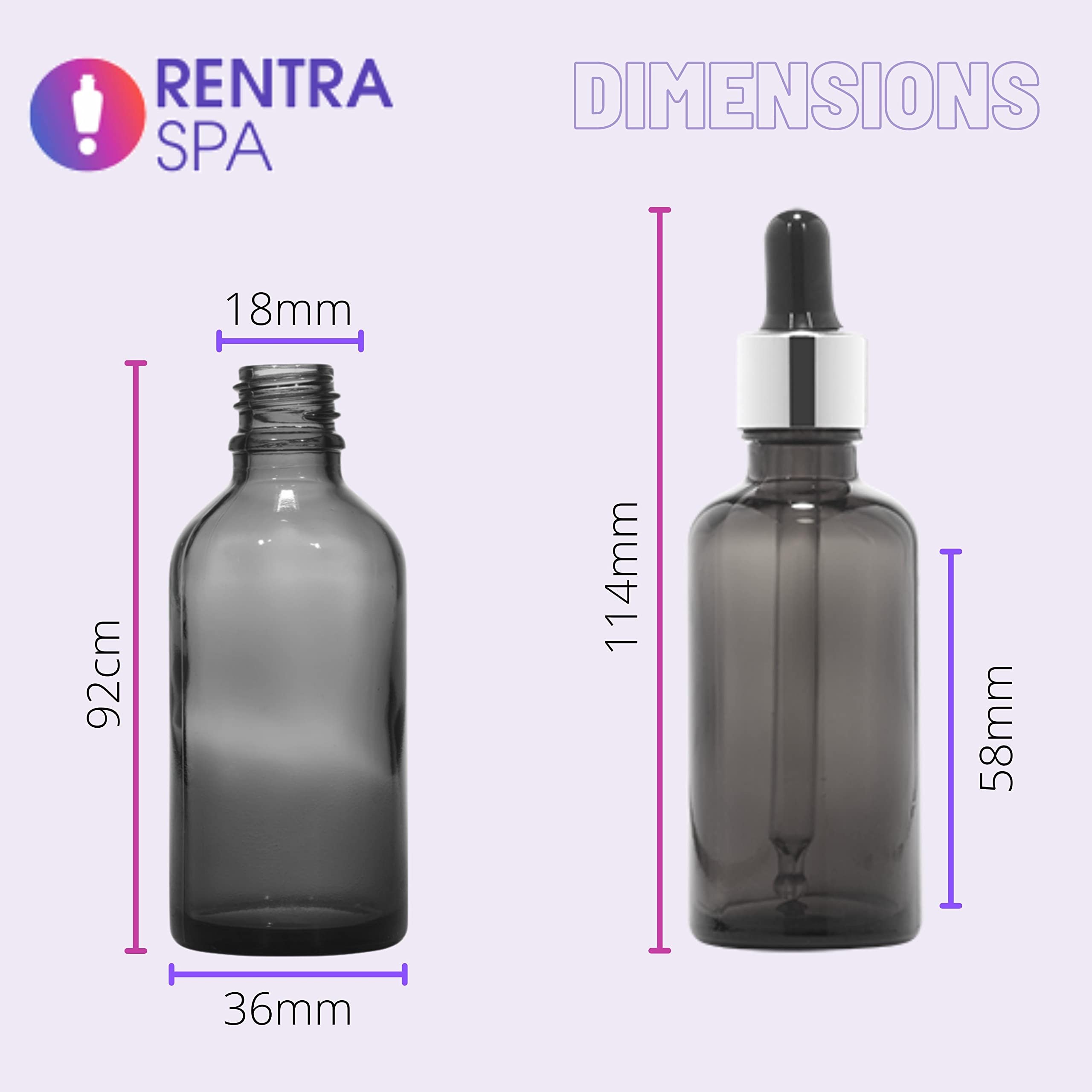 50ml Amber Round Glass Bottle with Glass Dropper & Black Cap - Perfect for Essential Oils, DIY Skincare, and Herbal Tinctures - Airtight & UV Protection