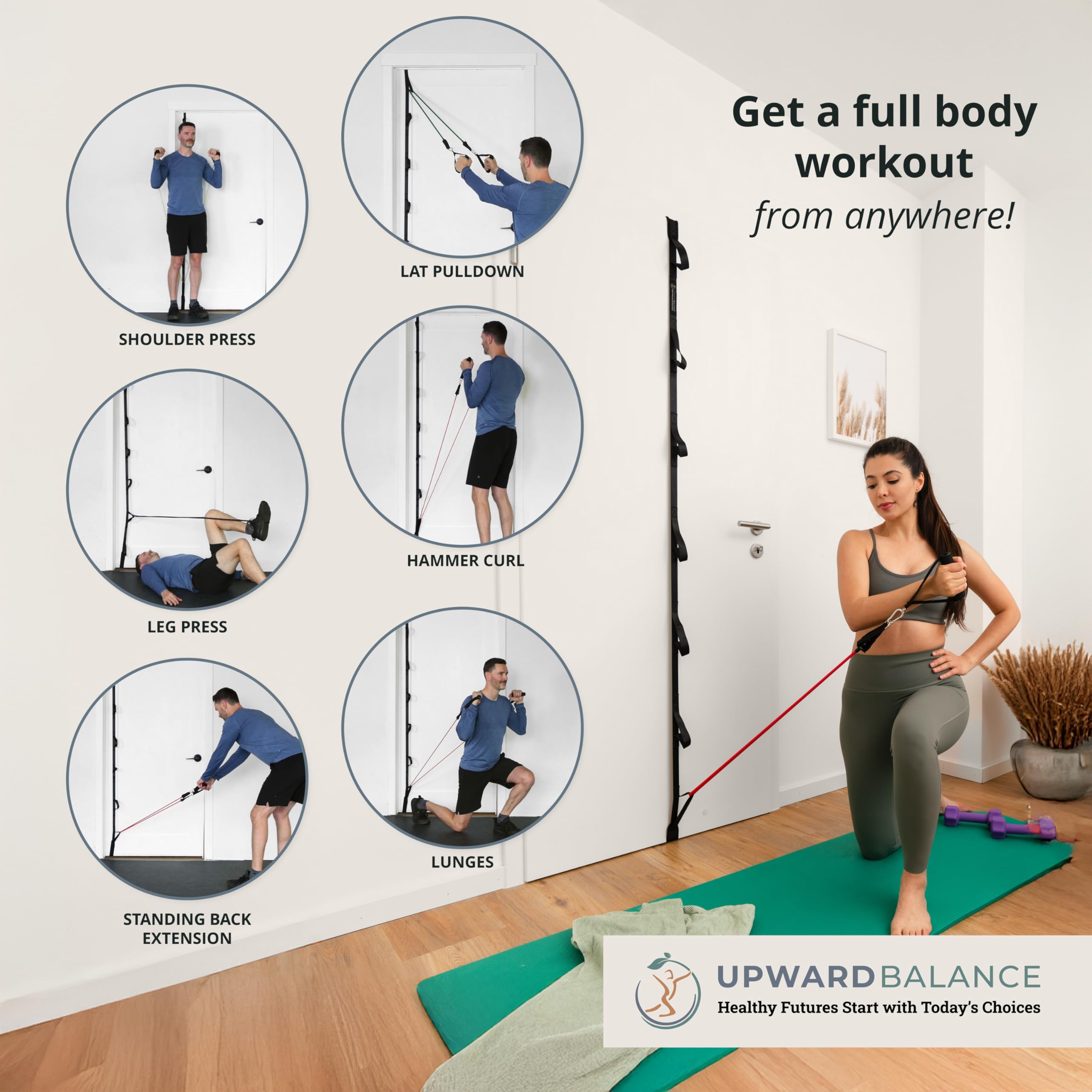 Heavy-Duty Resistance Band Door Anchor Strap with 9 Anchor Points - Portable Home Gym Equipment for Strength Training, Yoga & Physical Therapy - Fits 6-8 ft Doors - Perfect for Home Workouts, Travel & Rehabilitation Exercises (Jeteca)