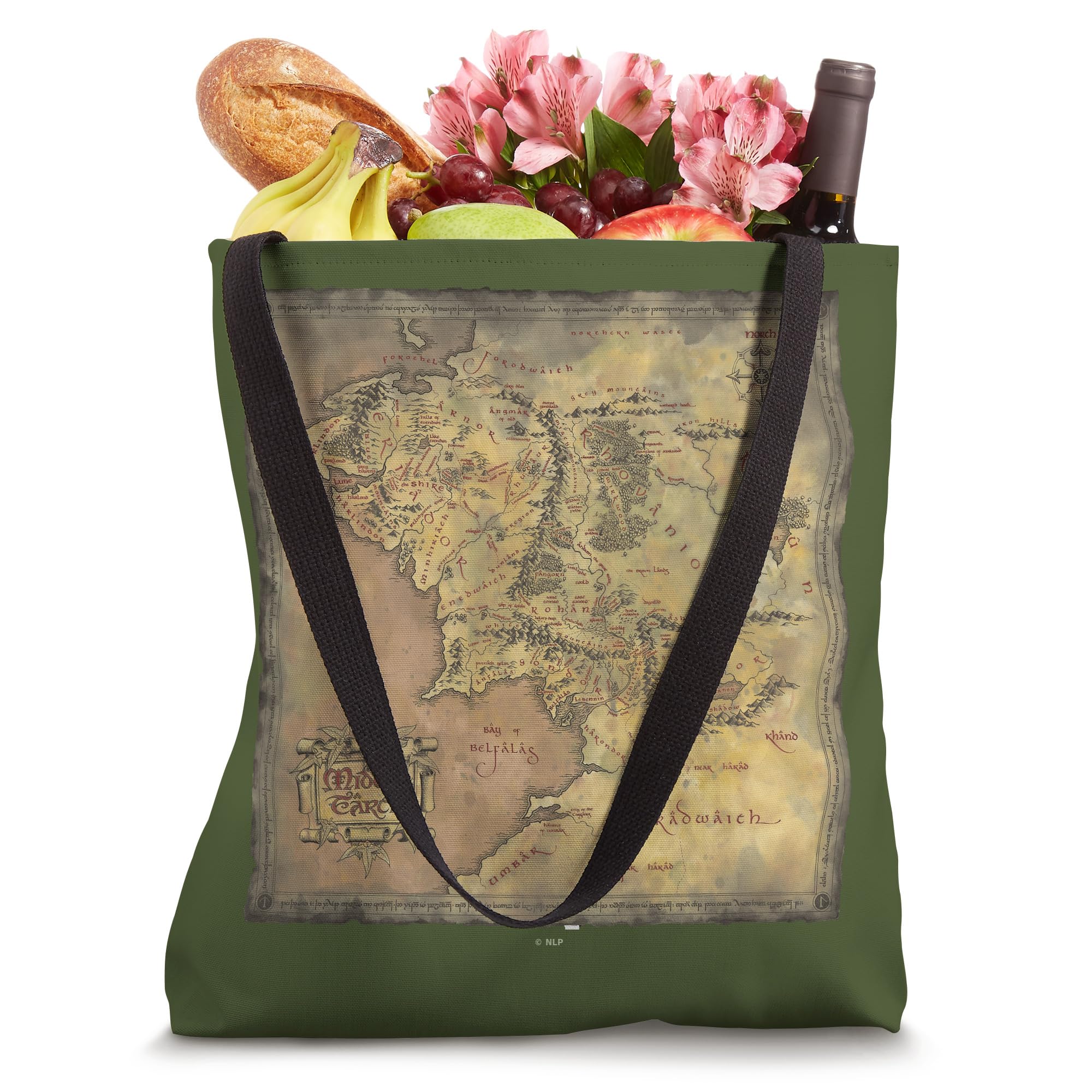 The Lord of the Rings Middle Earth Map Tote Bag - Fantasy Gift for Book Lovers & Movie Fans - Perfect for Shopping, Travel & Geeky Fashion