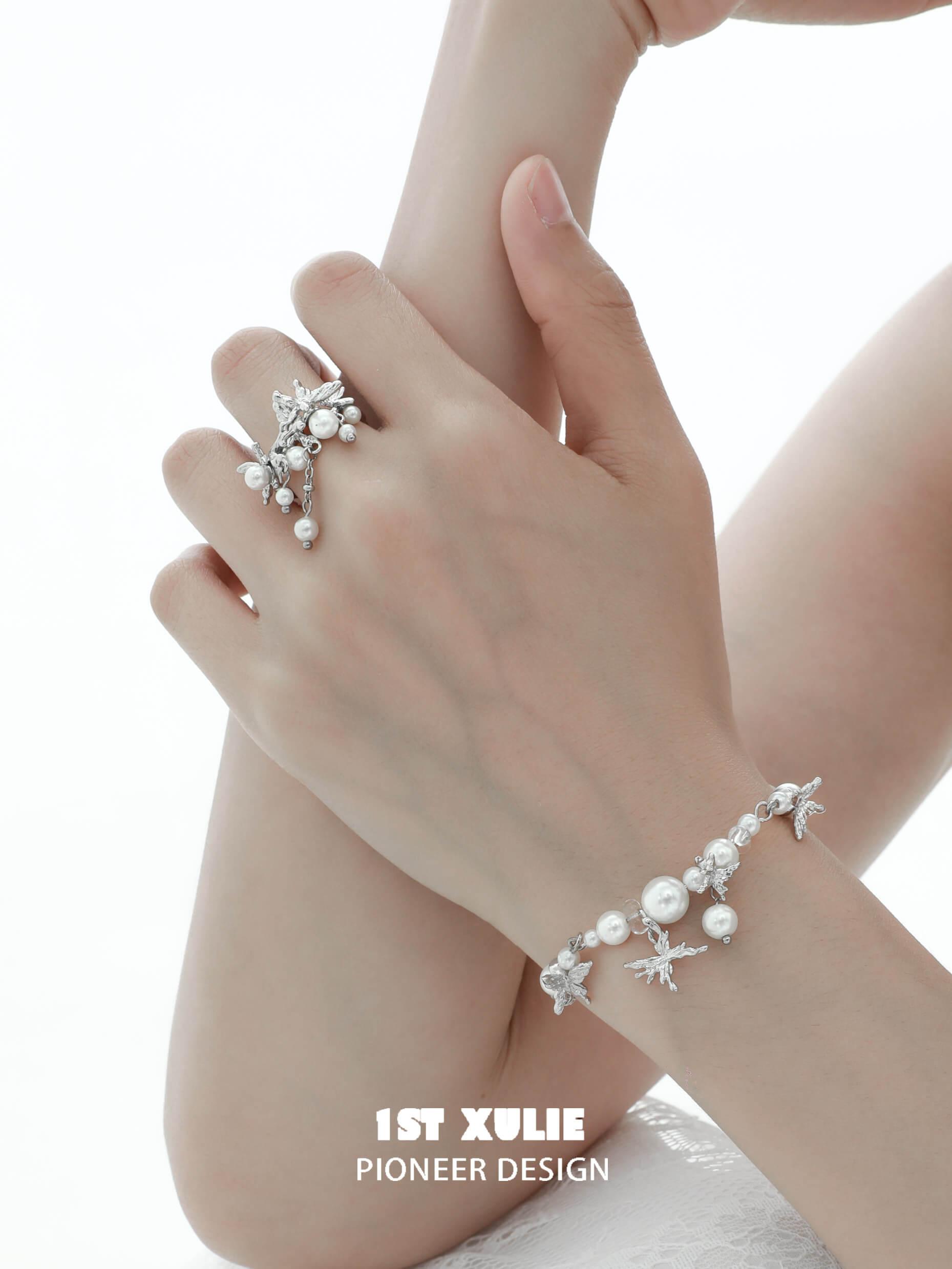 Whiterfly S925 Sterling Silver Butterfly Tassel Rings for Women - Elegant Dainty Stackable Jewelry - Perfect for Everyday Wear, Date Night & Gift Giving