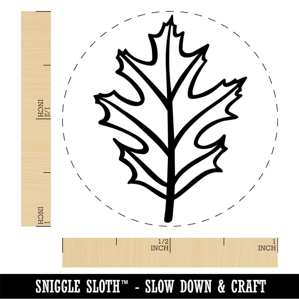 Red Oak Leaf Self-Inking Rubber Stamp - 1 Inch Medium Stamp with Red Ink for DIY Crafts, Scrapbooking, Planner Decorations & Card Making - Perfect for Journals, Gift Wrapping and Stationery Projects