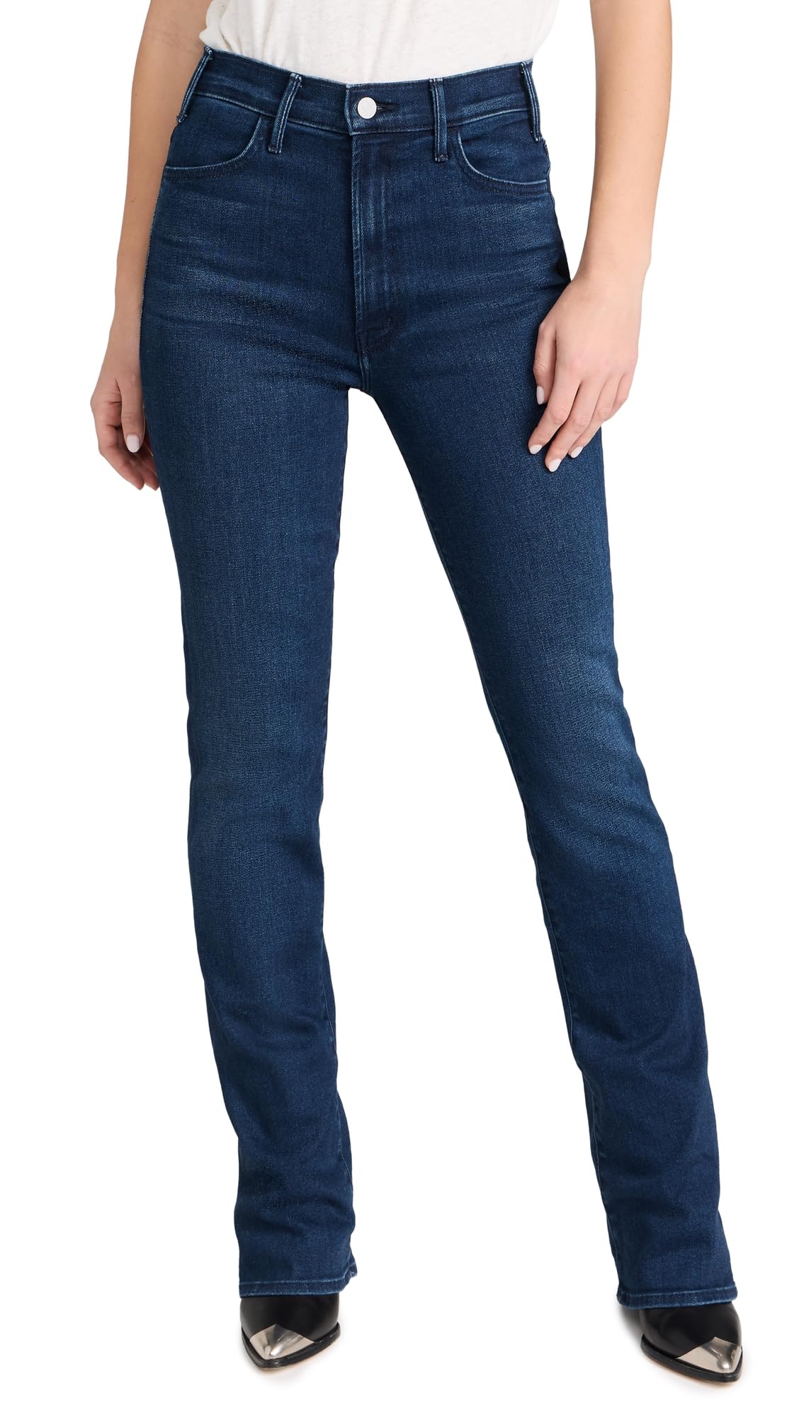 MOTHER Women's The Hustler Heel Jeans - High Waist Skinny Stretch Denim Pants for Women | Perfect for Night Out, Date Night & Casual Wear