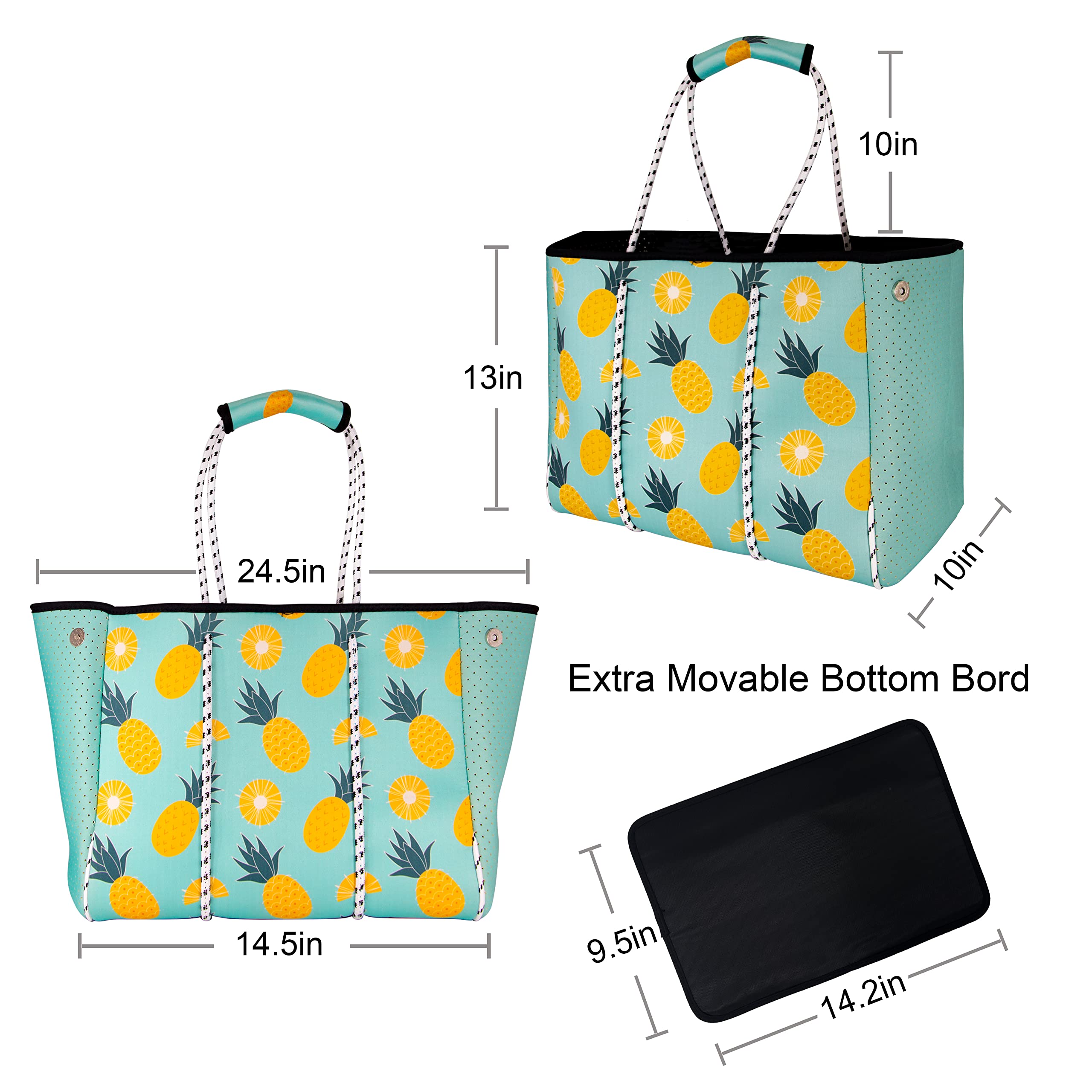 Waterproof Neoprene Tote Bag - Beach & Travel Shoulder Bag for Women & Men - Perfect for Pool & Summer Outings