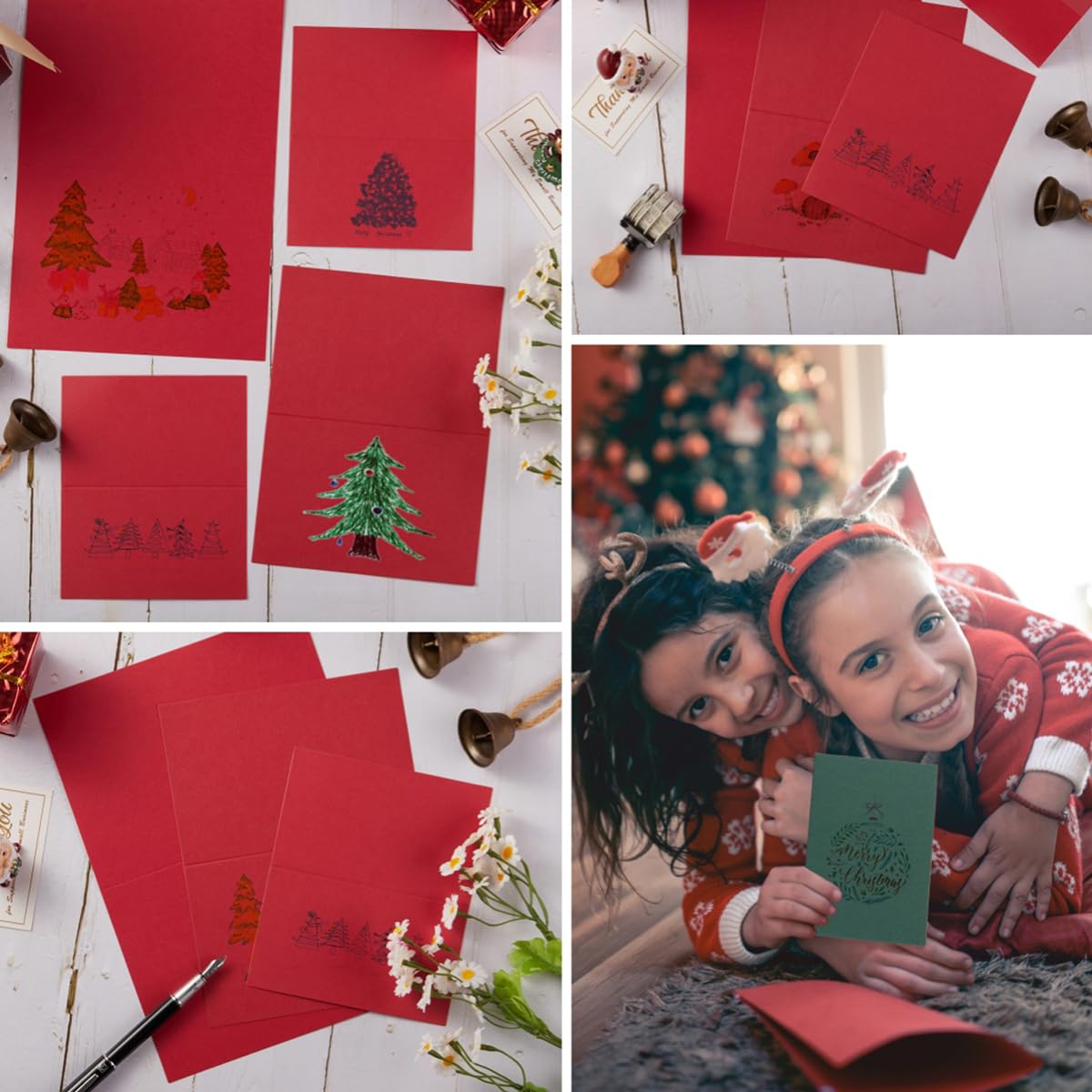 50 Pack 5x7 Shiny Blank Christmas Greeting Cards - Premium Folded Cardstock for DIY Holiday Cards, Invitations, and Festive Greetings (3x5 Size Included) - Perfect for Christmas Crafts, Party Invites, and Seasonal Wishes