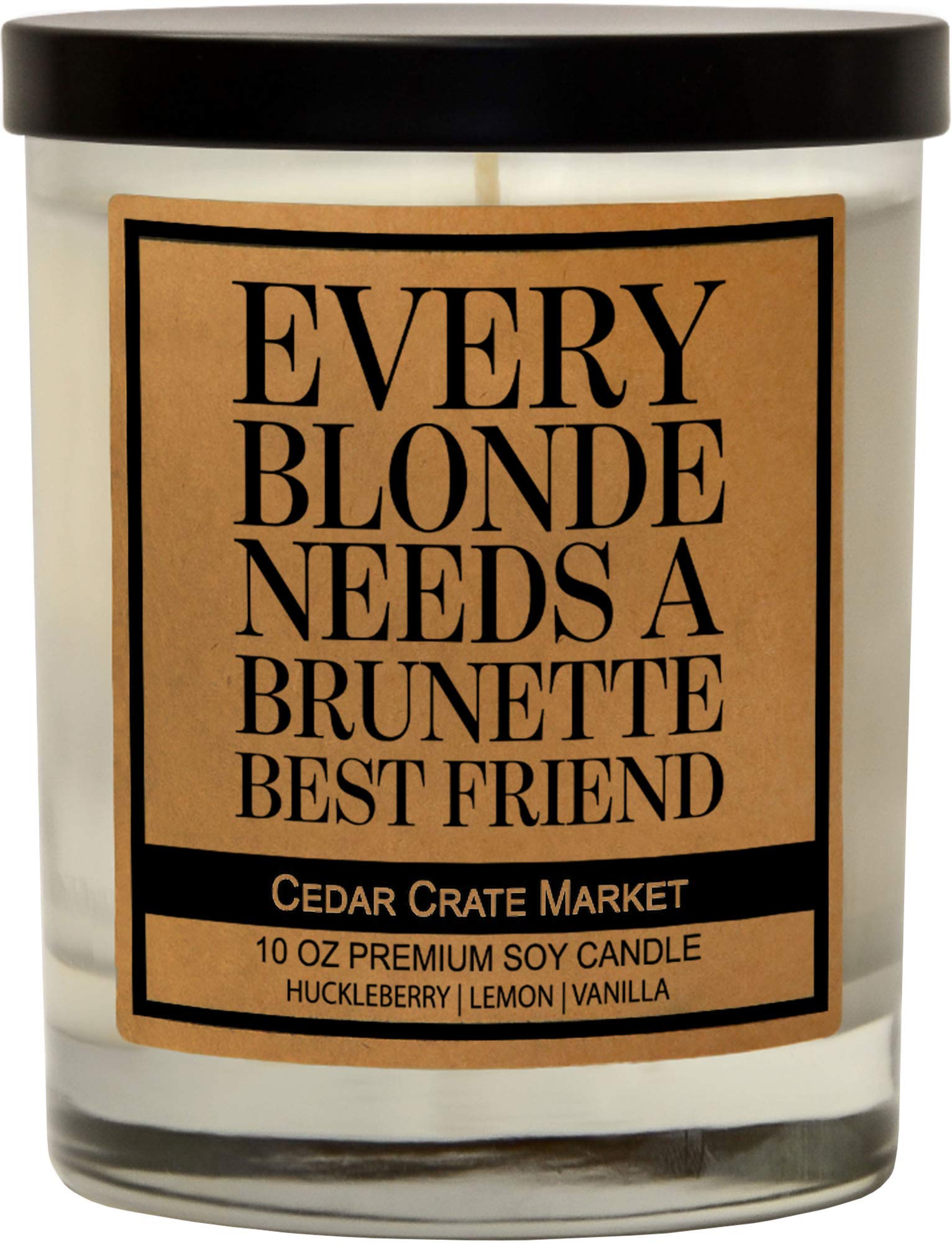 Funny Friendship Candle Gift for Women - Every Blonde Needs a Brunette Best Friend Scented Candle | Roommate Gifts, Best Friend Birthday Present, Inspirational Home Decor | Perfect for Living Rooms, Bedrooms & Gift-Giving Occasions