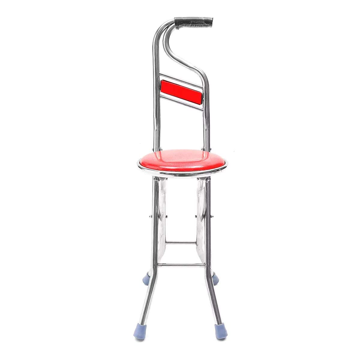 Lightweight Portable Folding Walking Stick with Chair Seat - Adjustable Stainless Steel Cane for Hiking, Travel & Outdoor Activities - Elderly Support & Mobility Aid