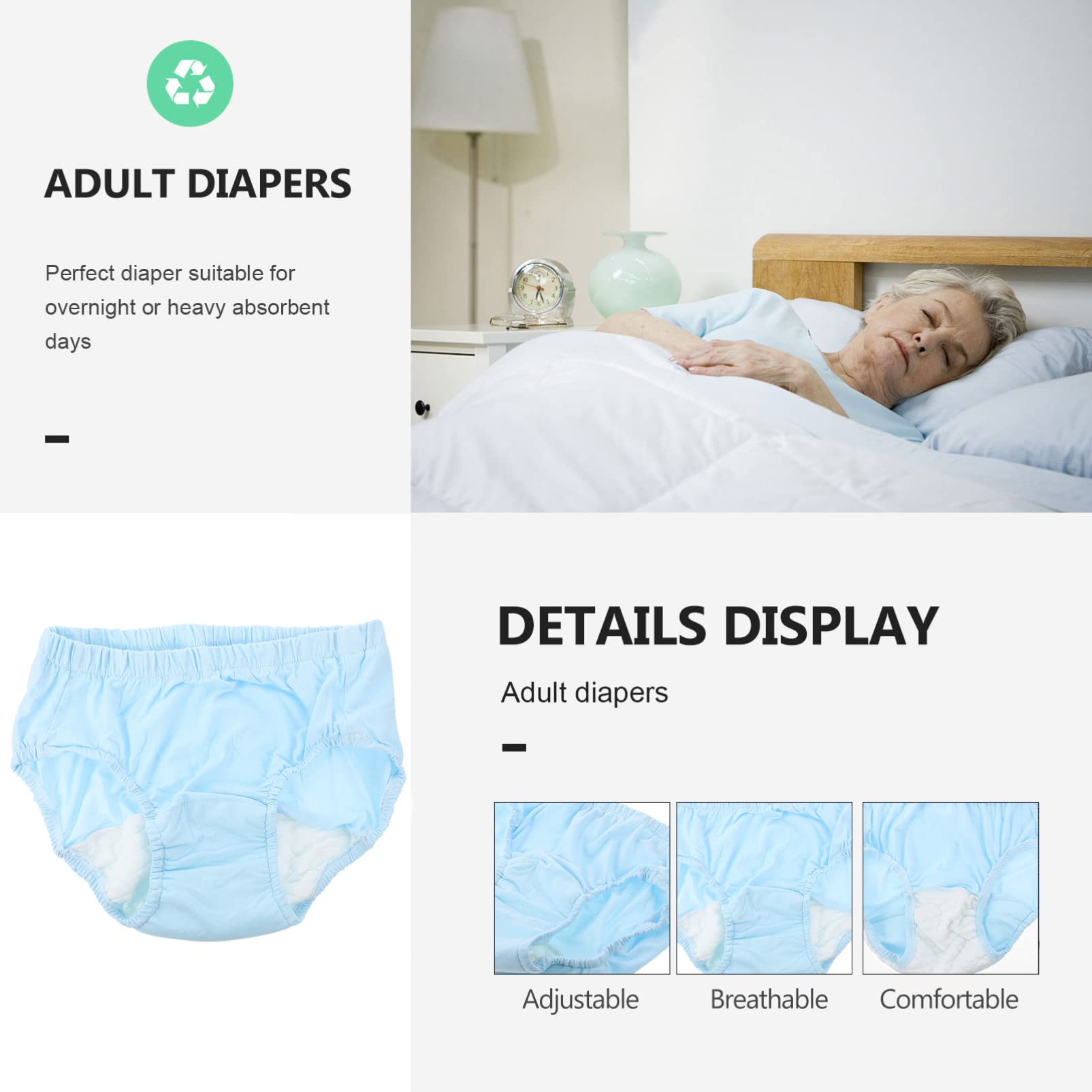 Cabilock Reusable Incontinence Underwear for Women - Soft Cotton Cloth Diapers for Elderly & Adults - Comfortable Anti-Leak Protection for Day & Night Use - Ideal for Home, Travel & Post-Surgery Care