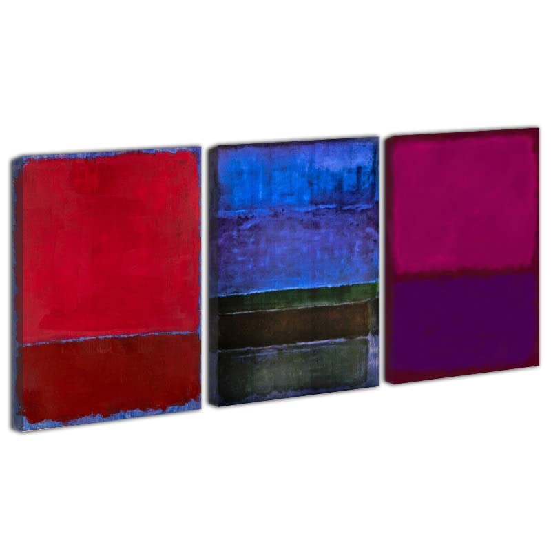 Mark Rothko Abstract Canvas Wall Art - 3 Piece Colorful Framed Paintings for Living Room & Bedroom Decor (60x90cm/23.6x35.4in) | Ready to Hang Modern Home Artwork | Perfect for Contemporary Interior Design & Office Spaces