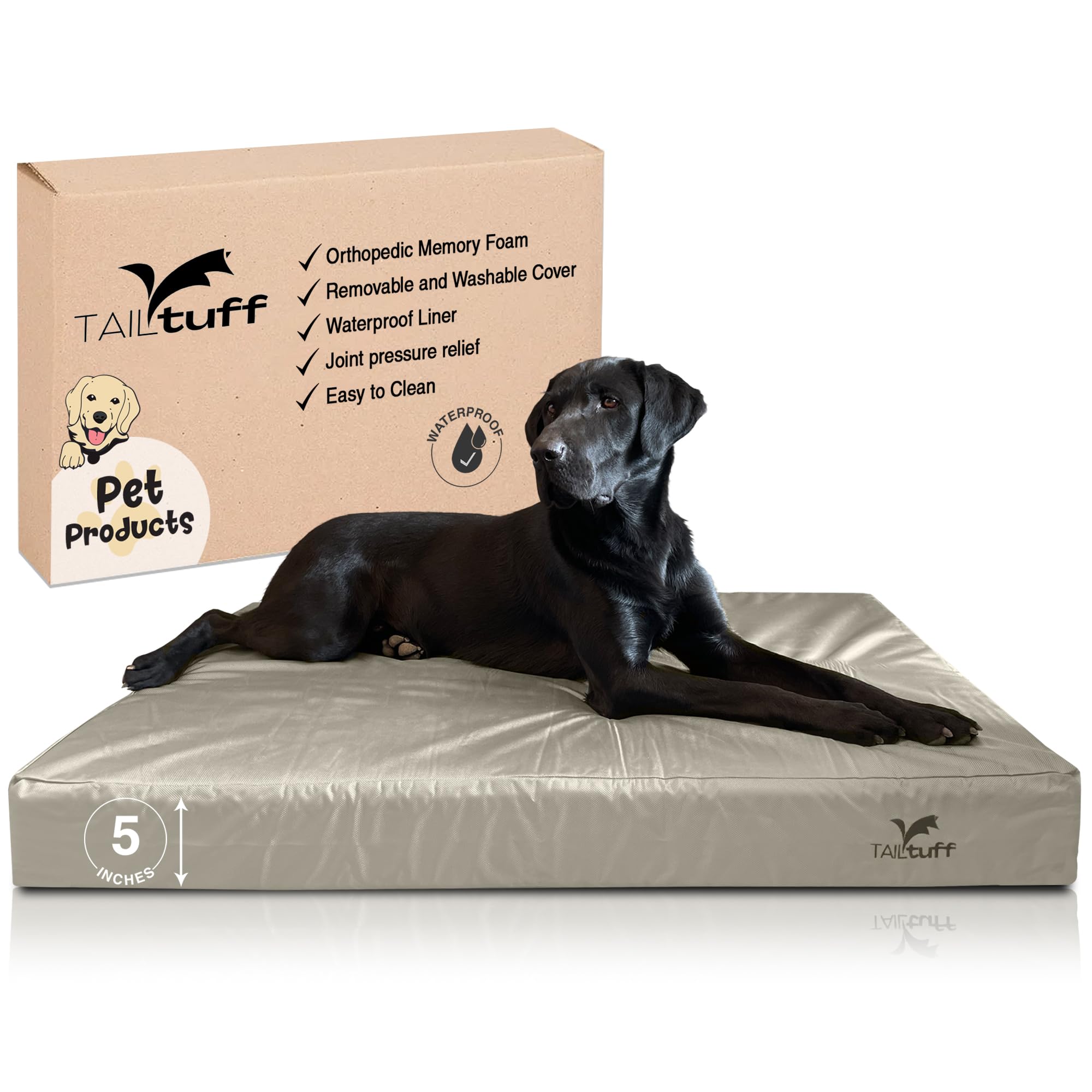 Orthopedic Elevated Dog Bed with Memory Foam - Waterproof & Washable Cover for Large & Medium Dogs - Perfect for Indoor/Outdoor Use - Extra Large Gray Pet Bed for Joint Support & Comfort